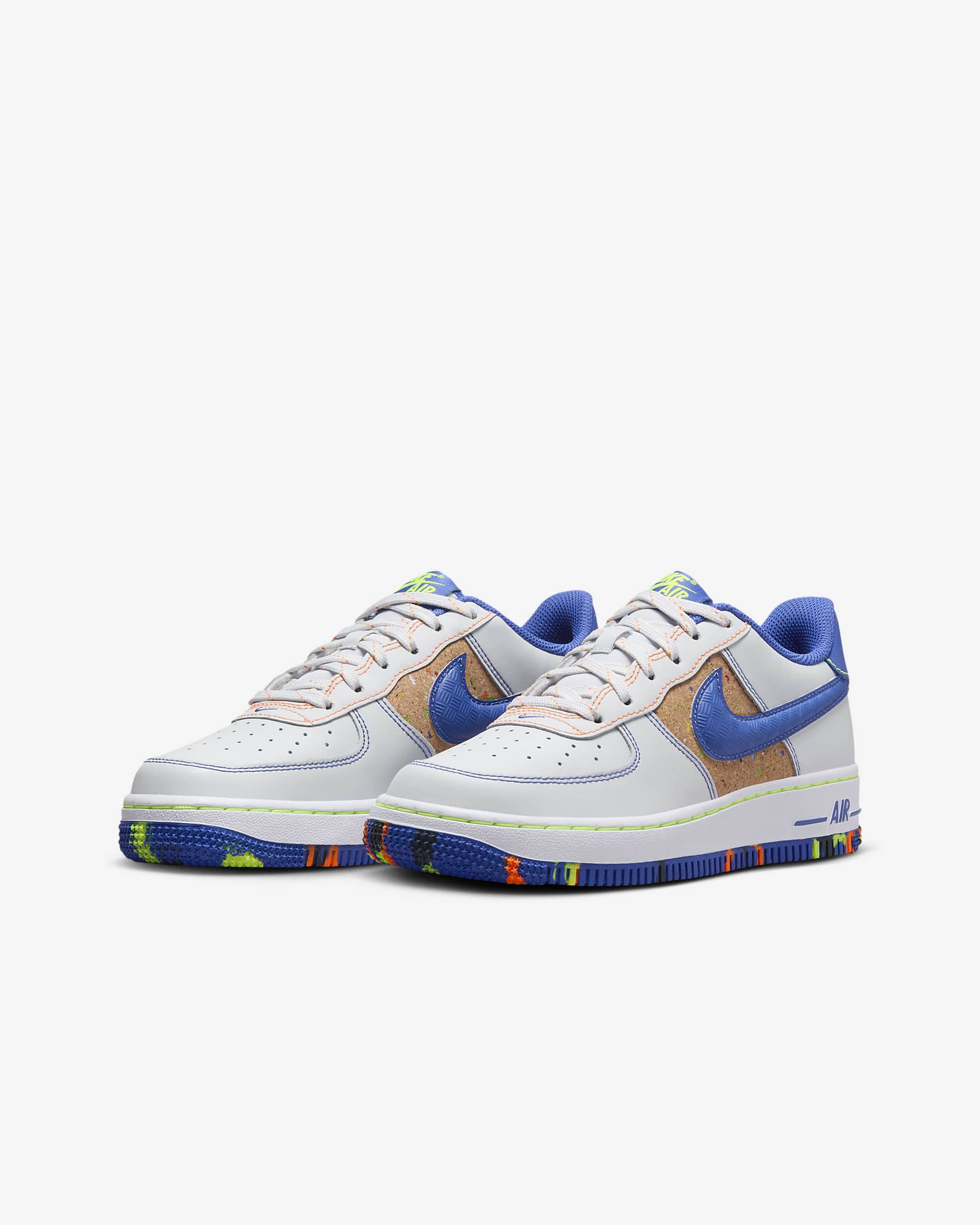 Nike Air Force 1 LV8 Big Kids' Shoes - Photon Dust/Volt/Total Orange/Astronomy Blue