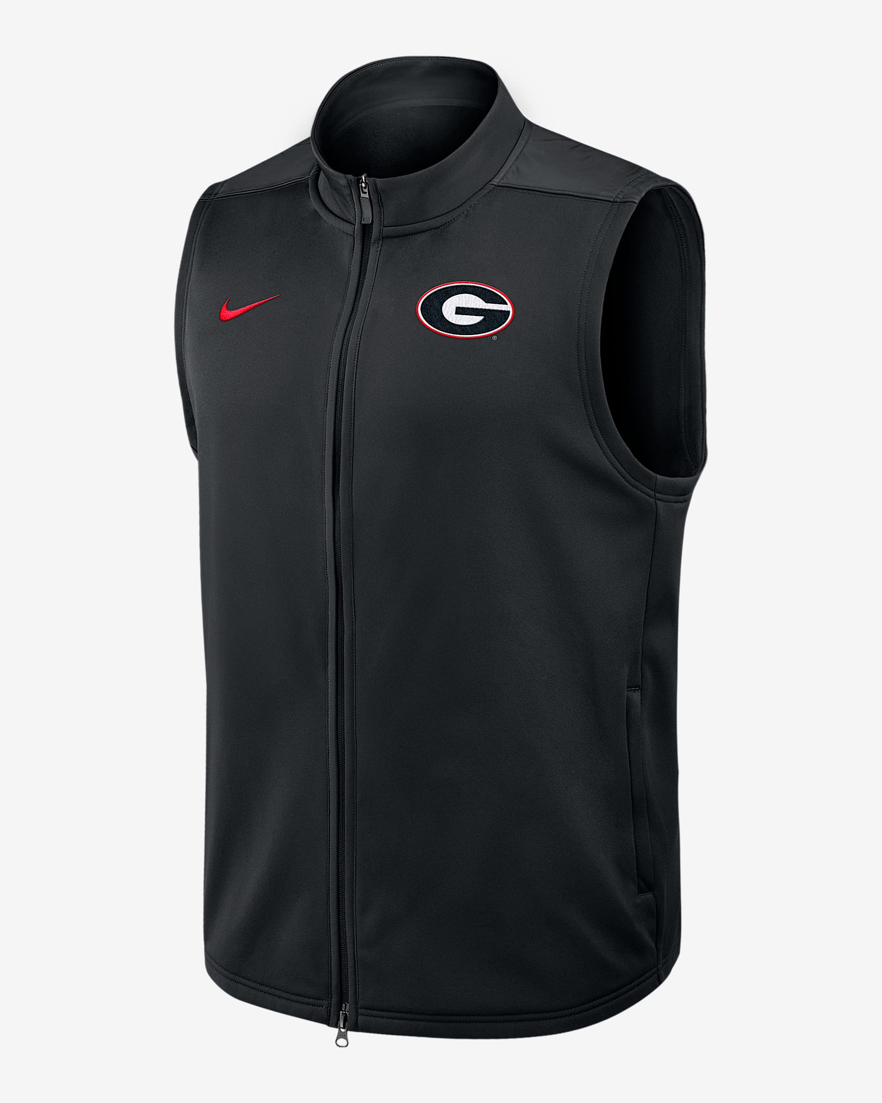 Chaleco universitario Nike Therma-FIT de cierre completo para hombre Georgia Victory - Negro