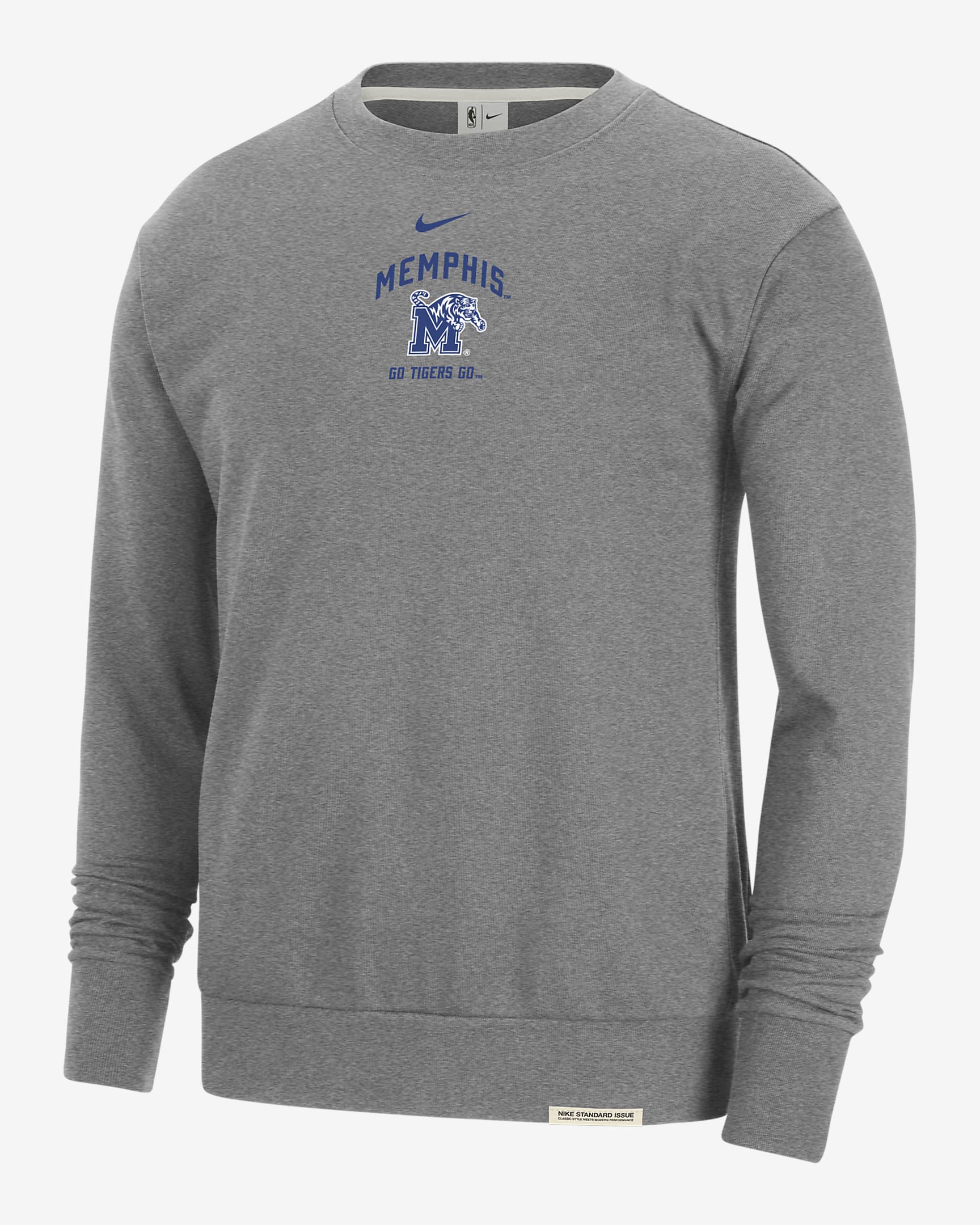 Memphis Standard Issue Men's Nike College Fleece Crew-Neck Sweatshirt - Dark Grey Heather