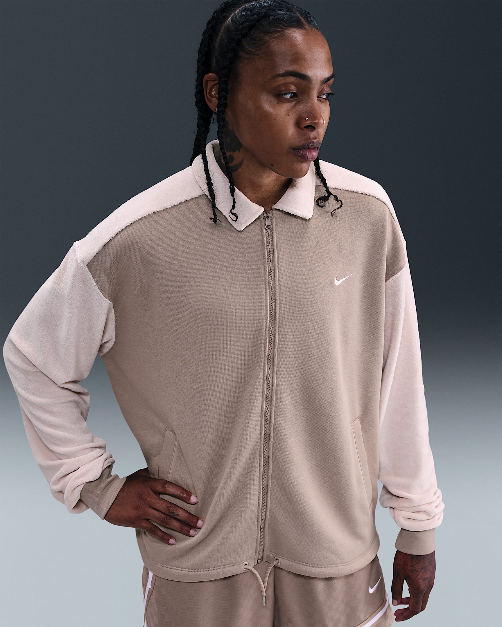 Part superior amb cremallera completa de bàsquet Nike Women - Malt/Silt Red/Malt/Blanc