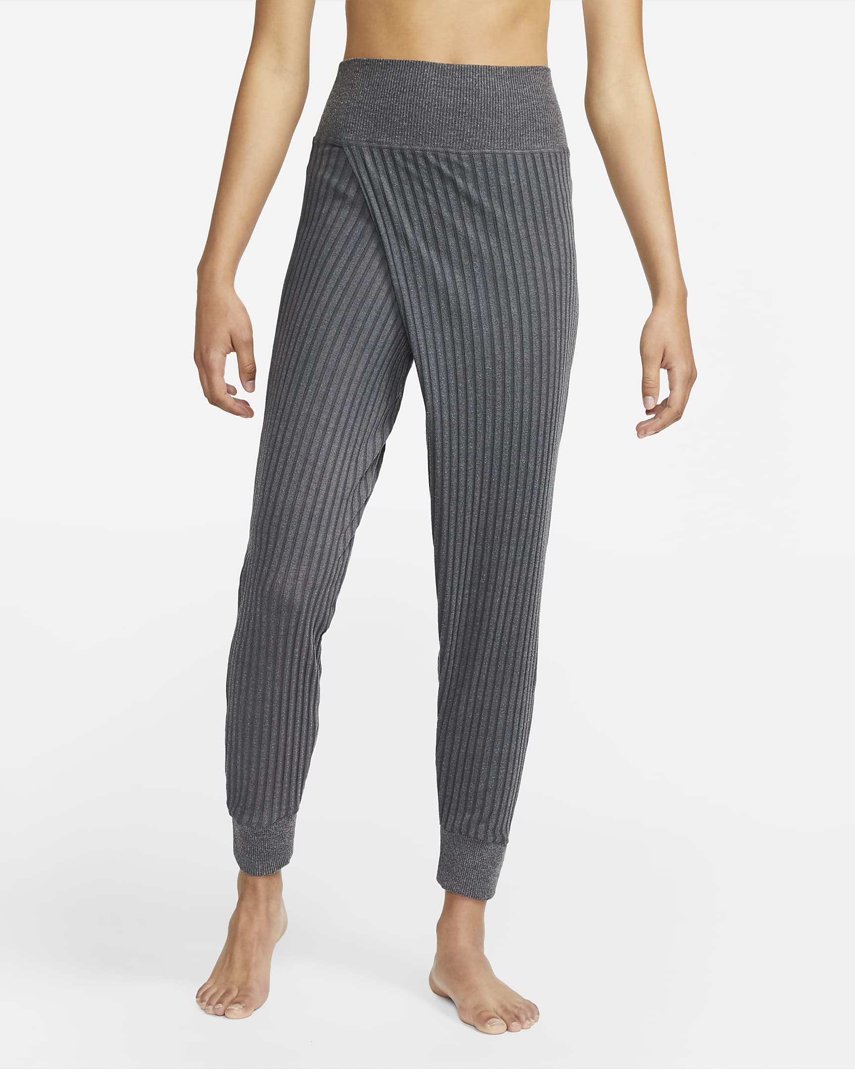 Pants de tela de canalé para mujer Nike Yoga Luxe - Negro/Jaspeado/Gris humo