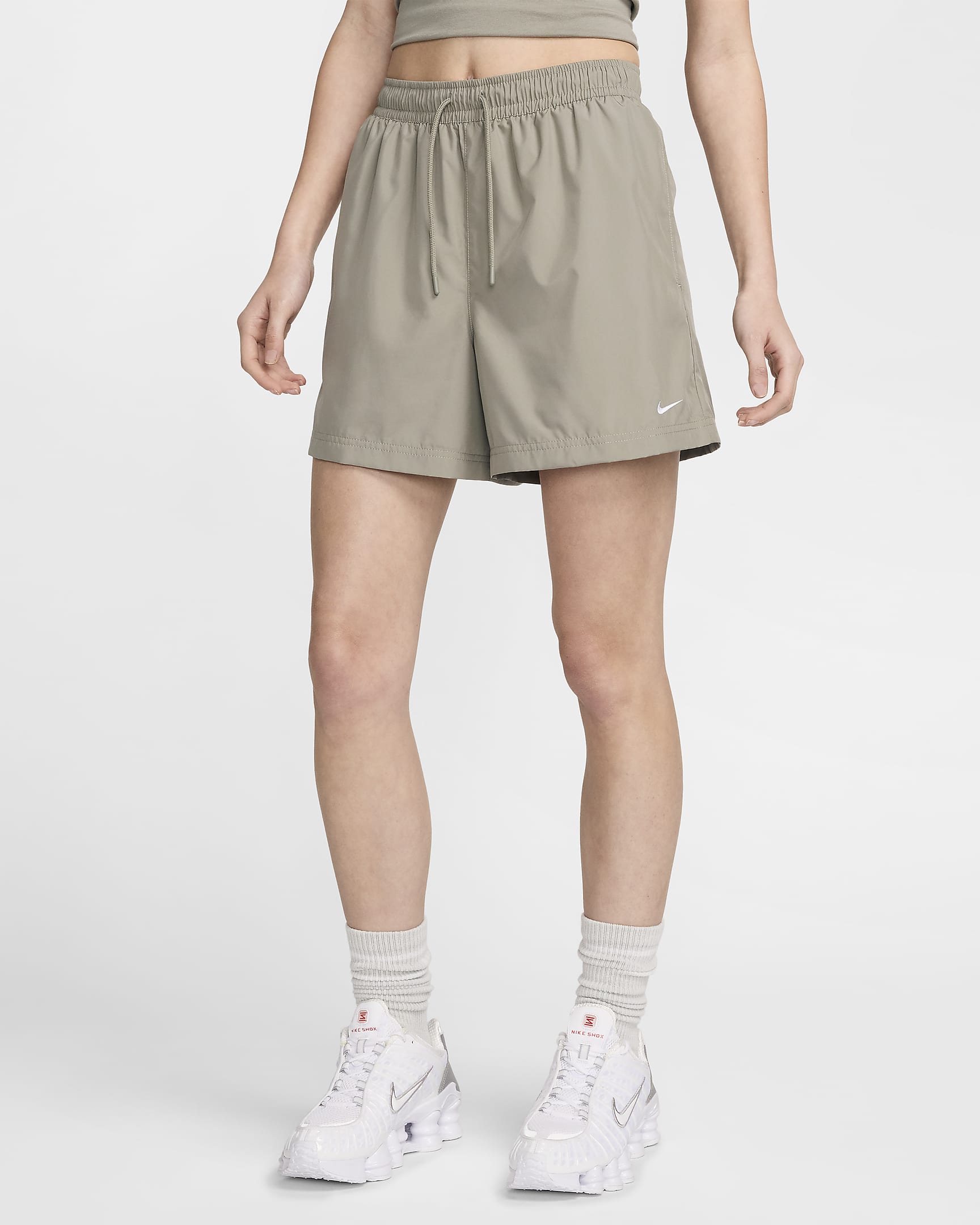 Short taille mi-haute Nike Sportswear Classic Wovens pour femme - Light Army/Blanc