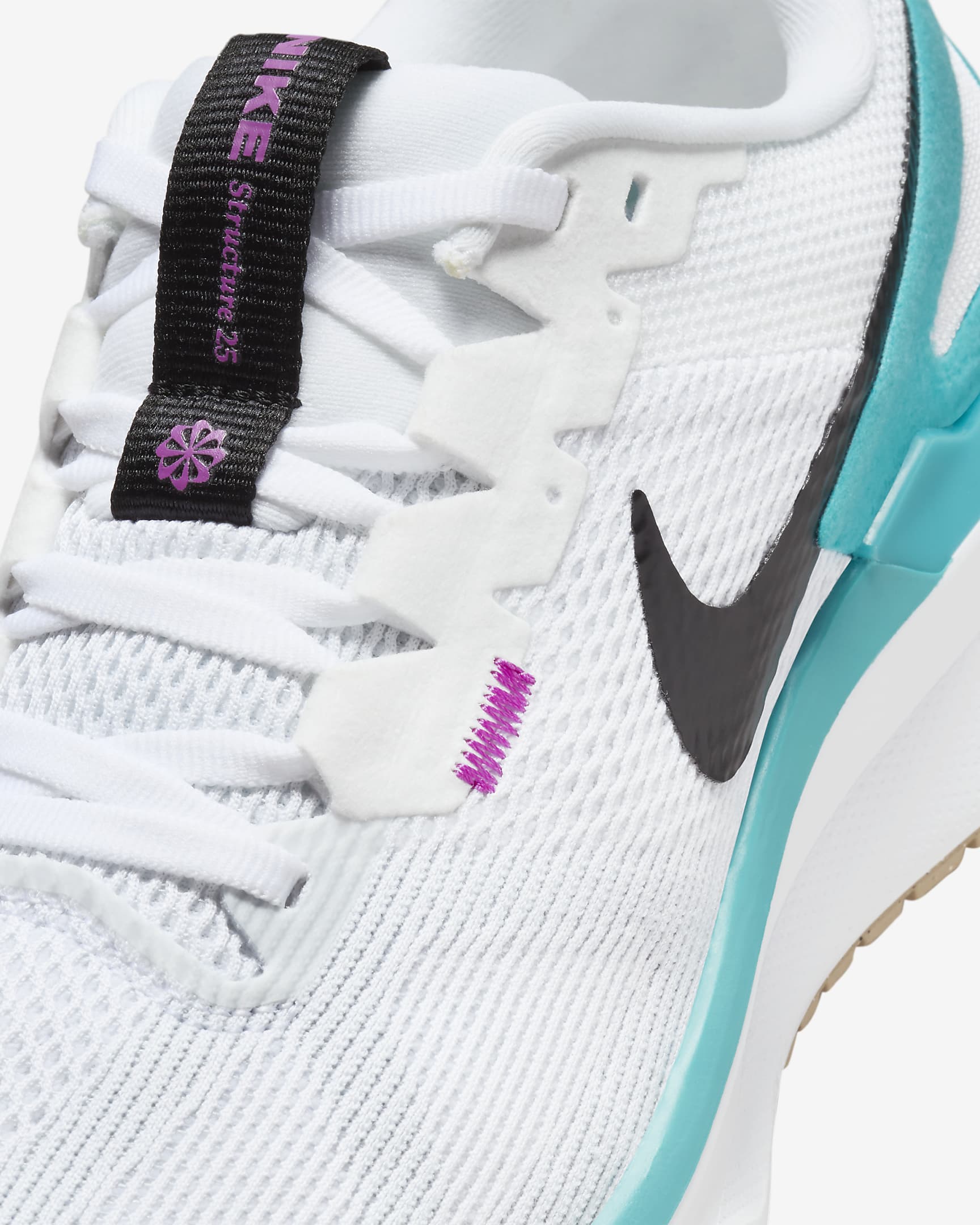 Tenis de correr en pavimento para mujer Nike Structure 25 - Blanco/Platino puro/Cactus empolvado/Negro