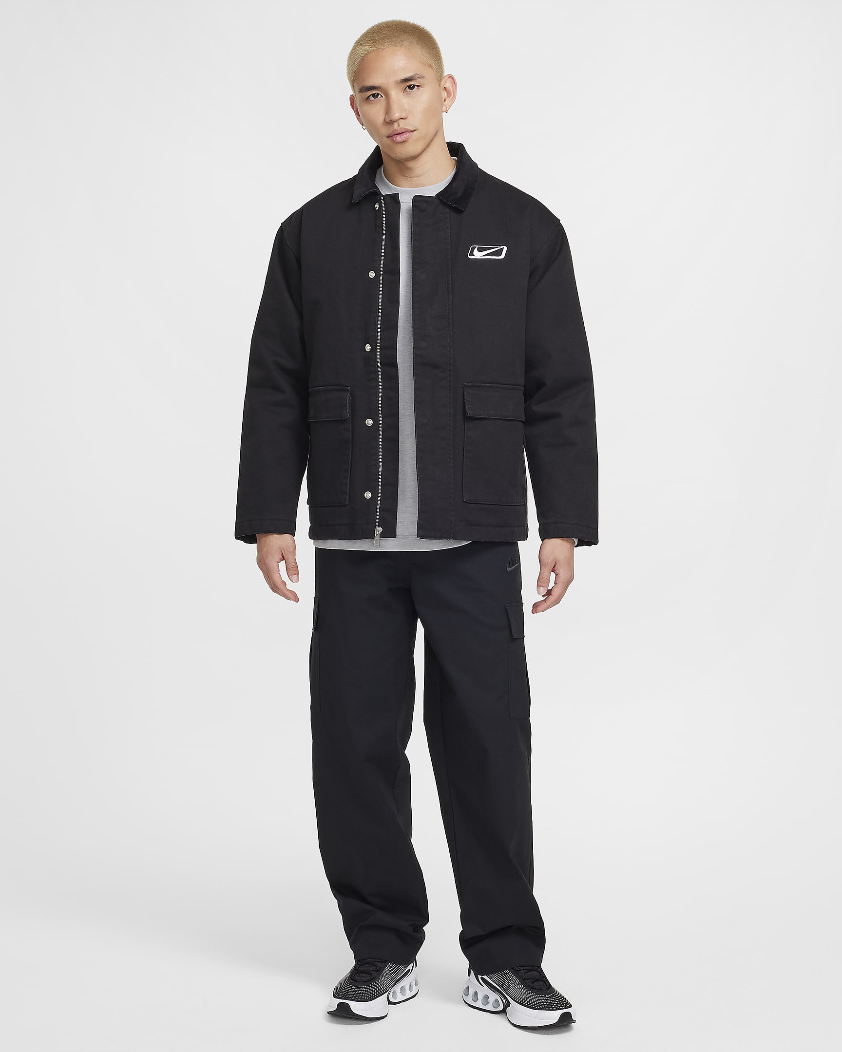 Nike Sportswear Men's Work Jacket - Black/Light Orewood Brown/White