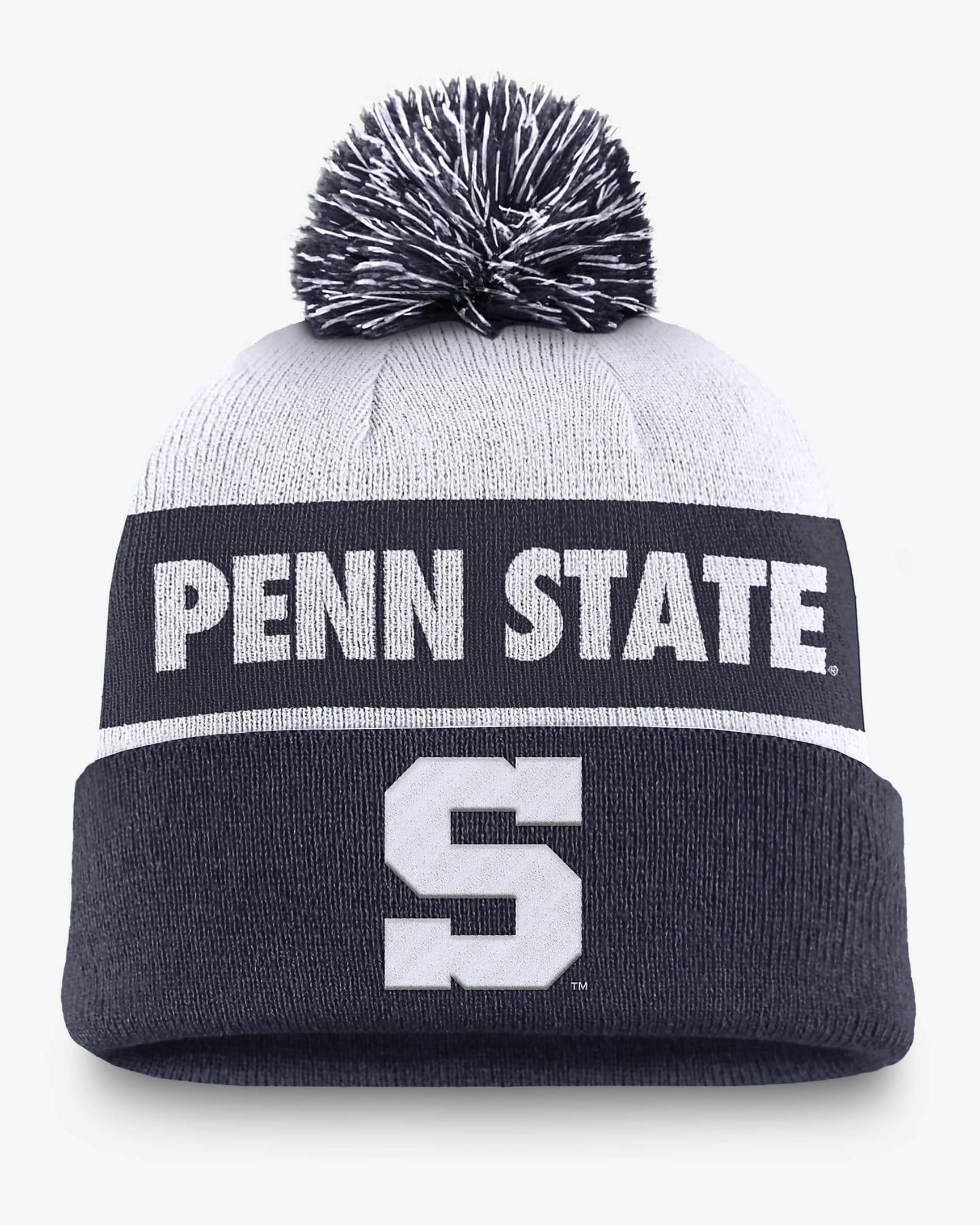 Penn State Nittany Lions Primetime Peak Men's Nike College Cuffed Pom Beanie - College Navy