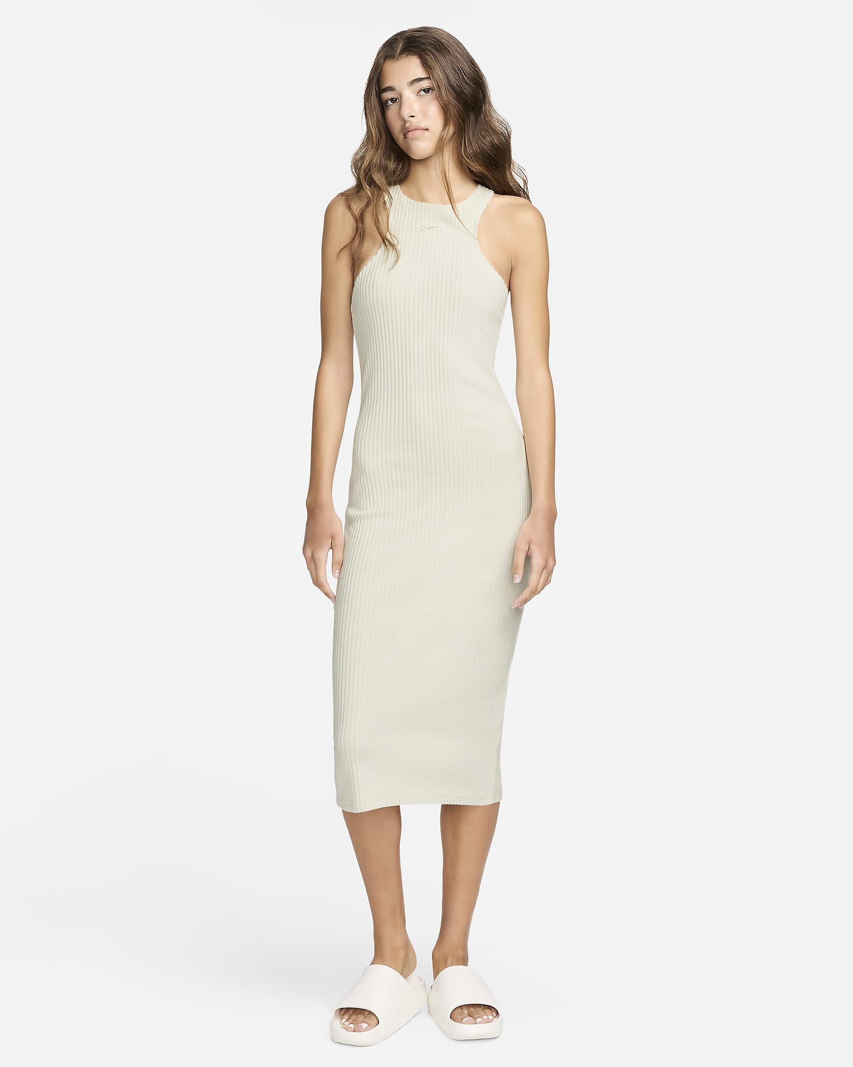 Nike Sportswear Chill Rib Women's Slim Sleeveless Midi Dress - Light Orewood Brown/Light Orewood Brown