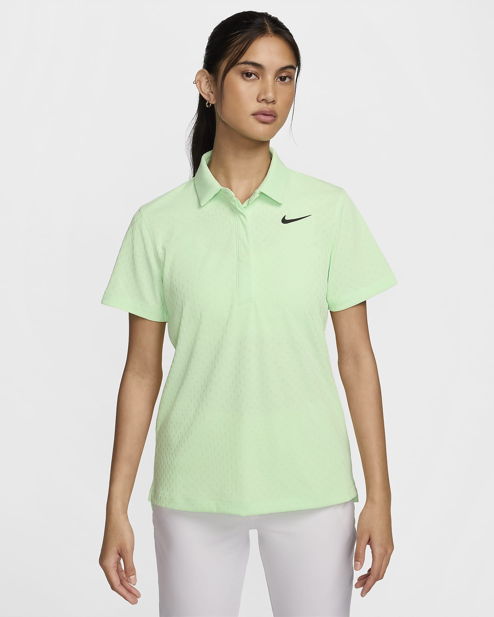 Kortärmad golfpikétröja Nike Tour Dri-FIT ADV för kvinnor - Vapor Green/Svart