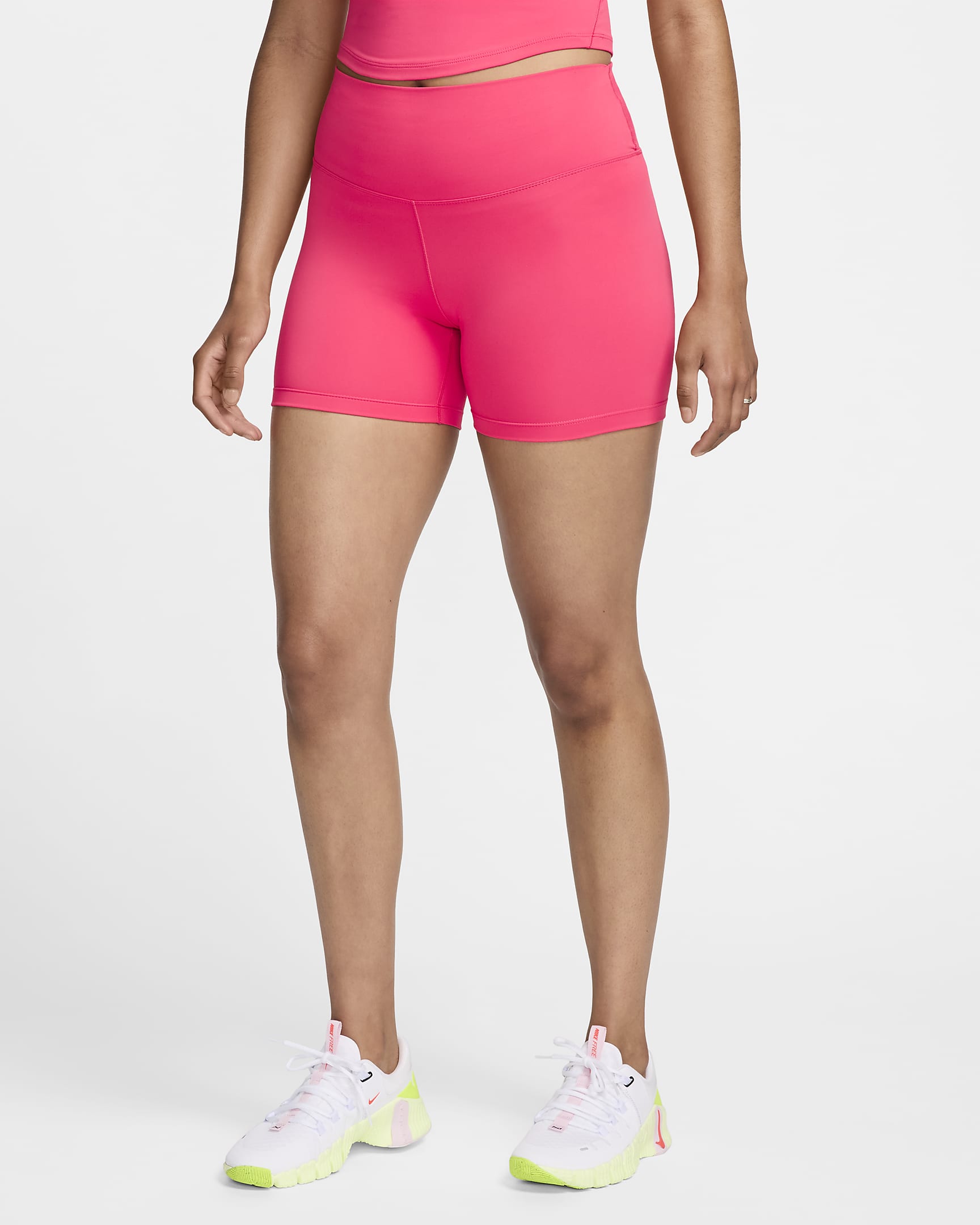 Shorts de ciclismo de tiro alto de 13 cm para mujer Nike One - Rosa margarita/Negro