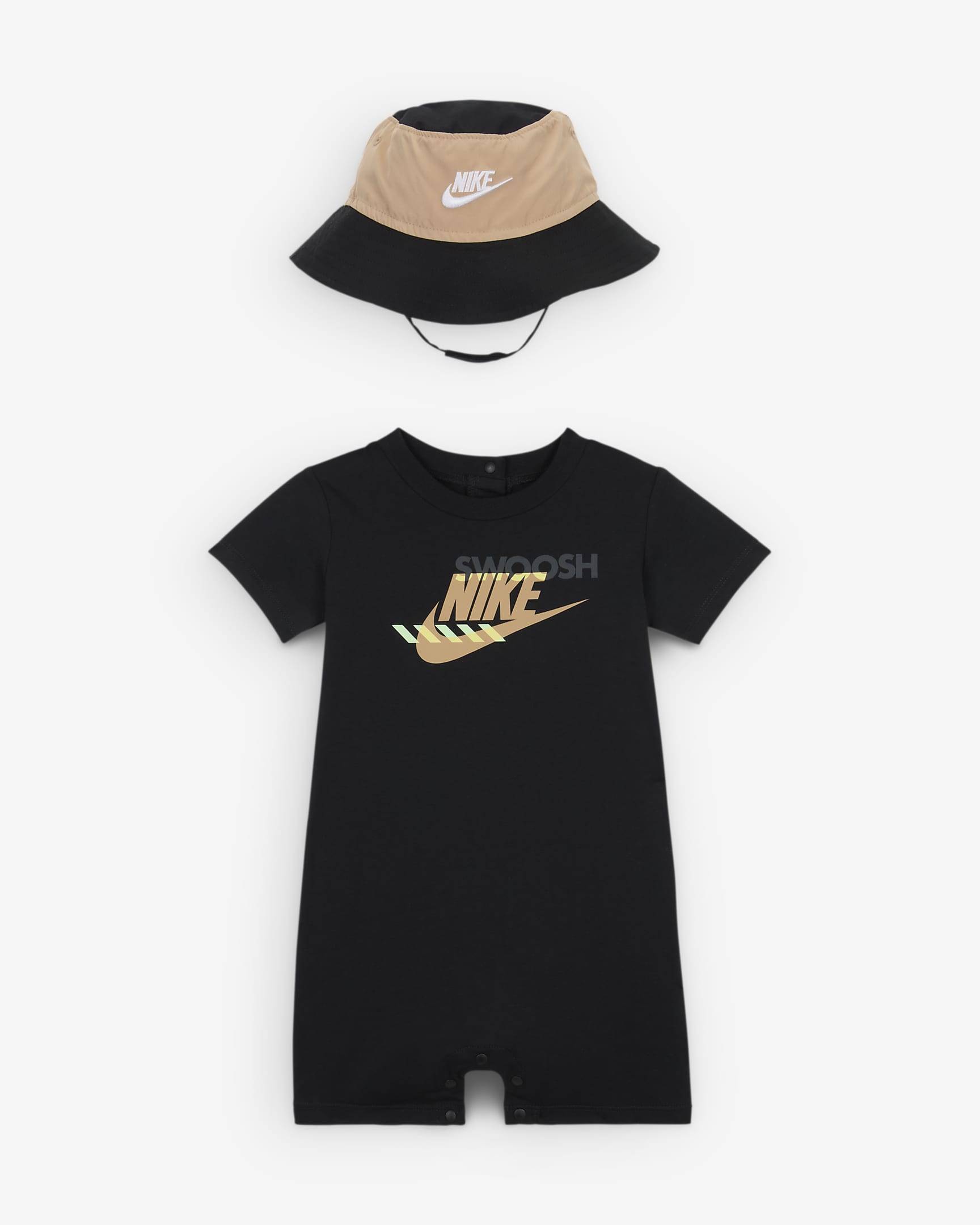 Nike Sportswear PE Baby (12-24M) Romper and Bucket Hat Set - Black