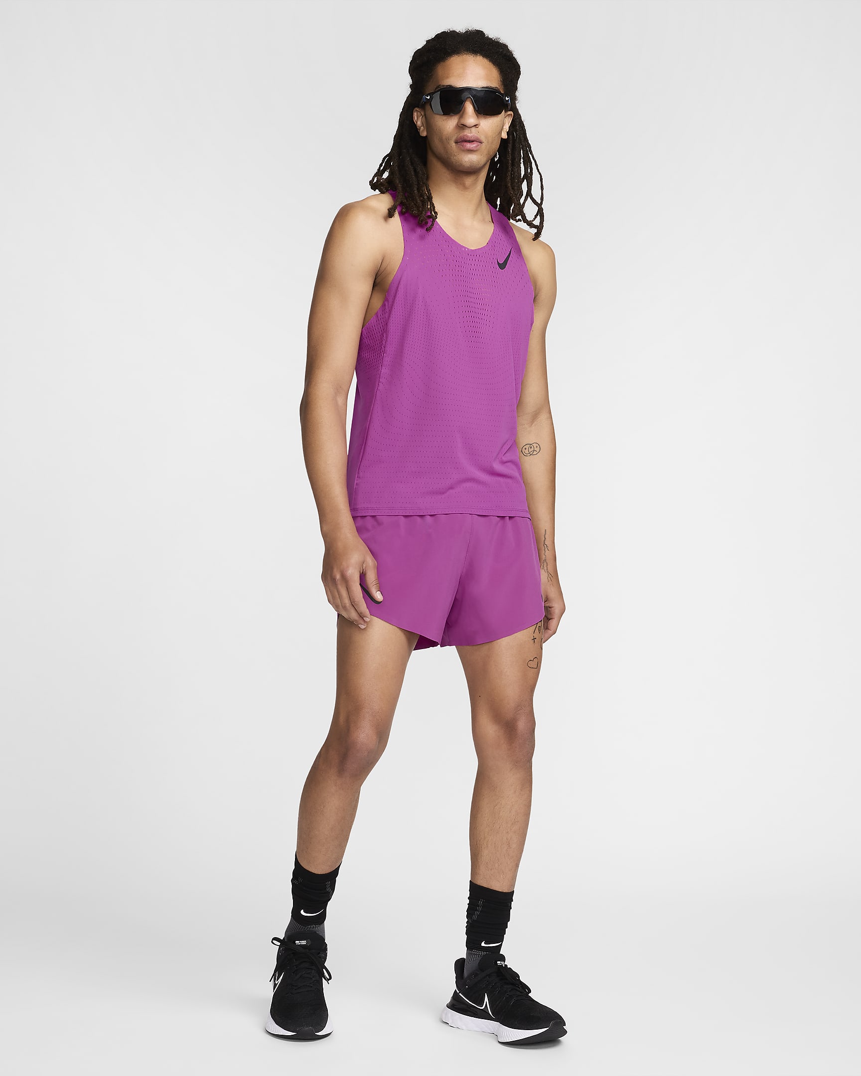 Nike AeroSwift Dri-FIT-ADV-Lauf-Singlet für Herren - Hot Fuchsia/Schwarz