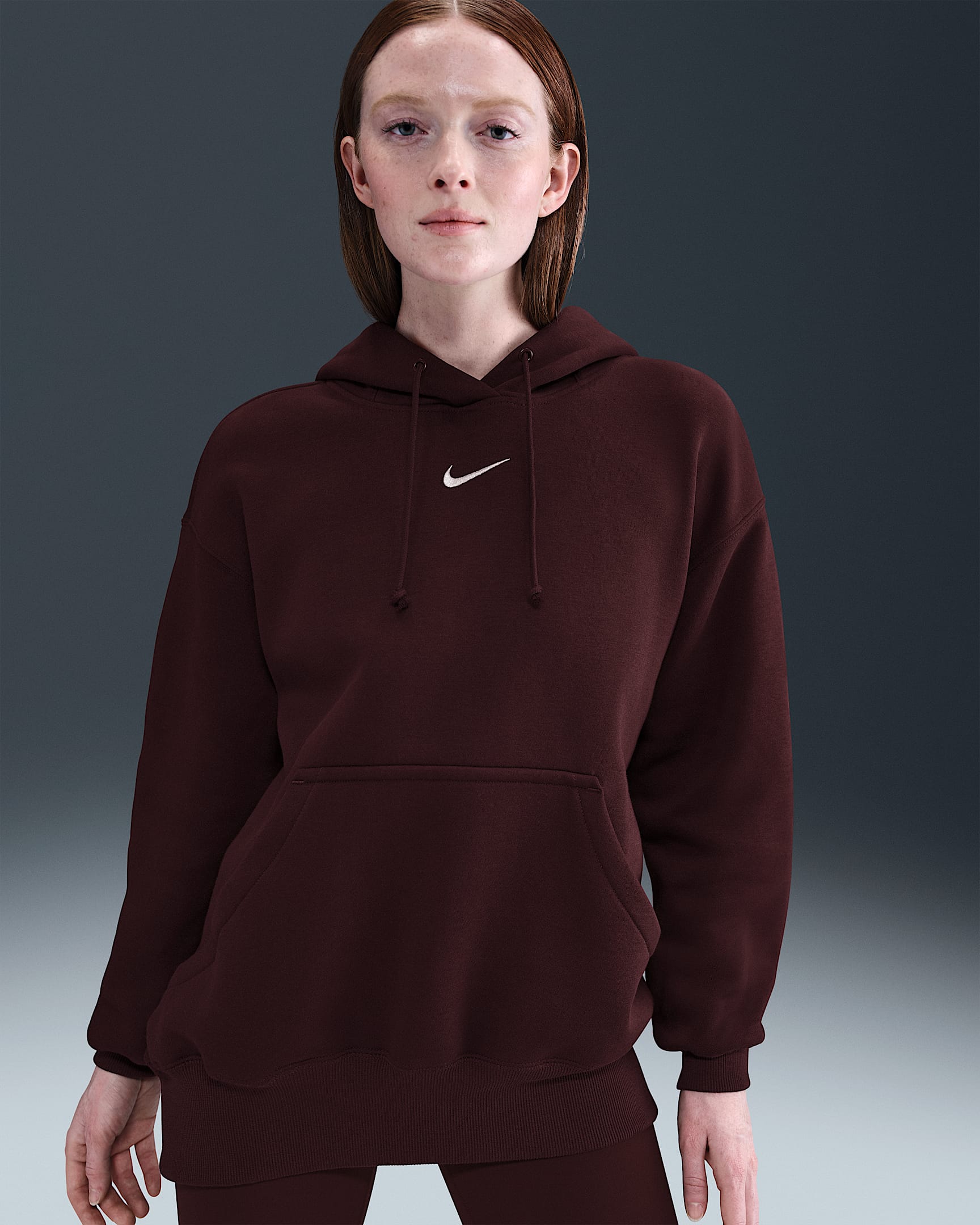 Nike Sportswear Phoenix Fleece Women's Oversized Pullover Hoodie - Burgundy Crush/Sail