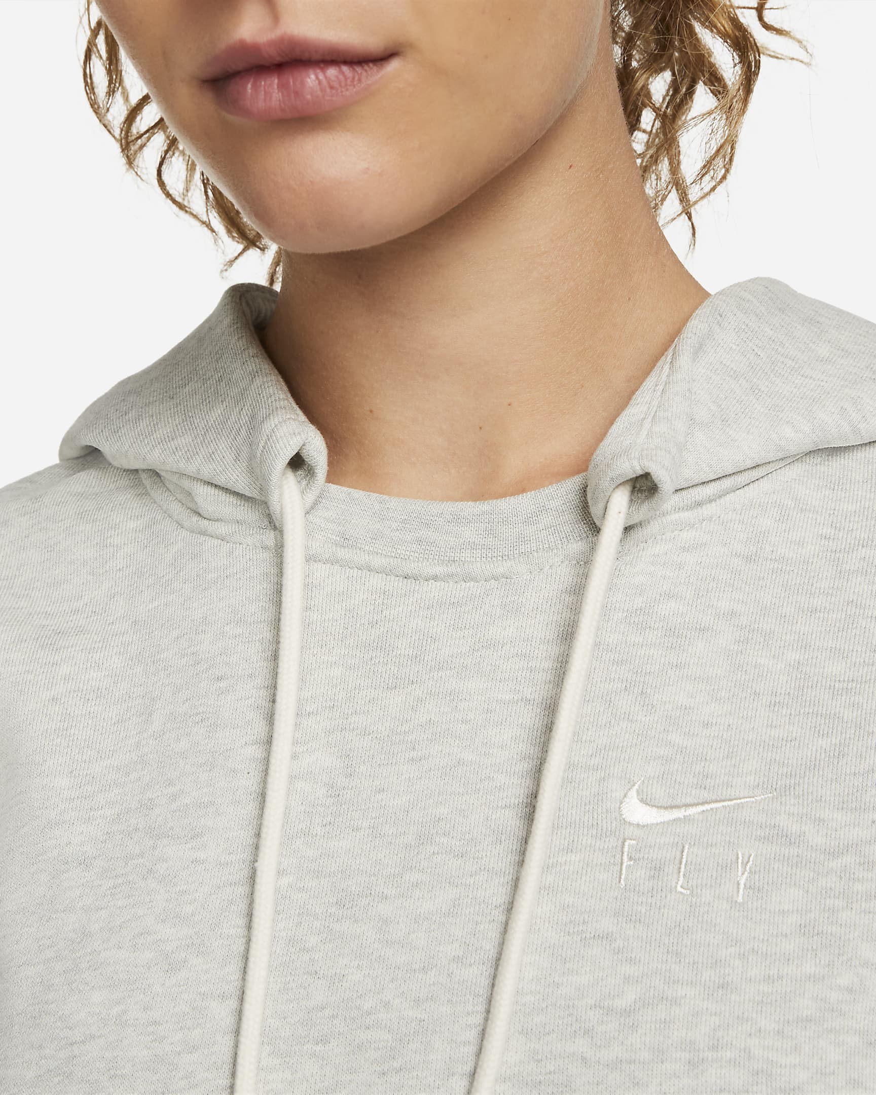 Sudadera con gorro de básquetbol sin cierre para mujer Nike Dri-FIT Swoosh Fly Standard Issue - Gris jaspeado/Marfil pálido