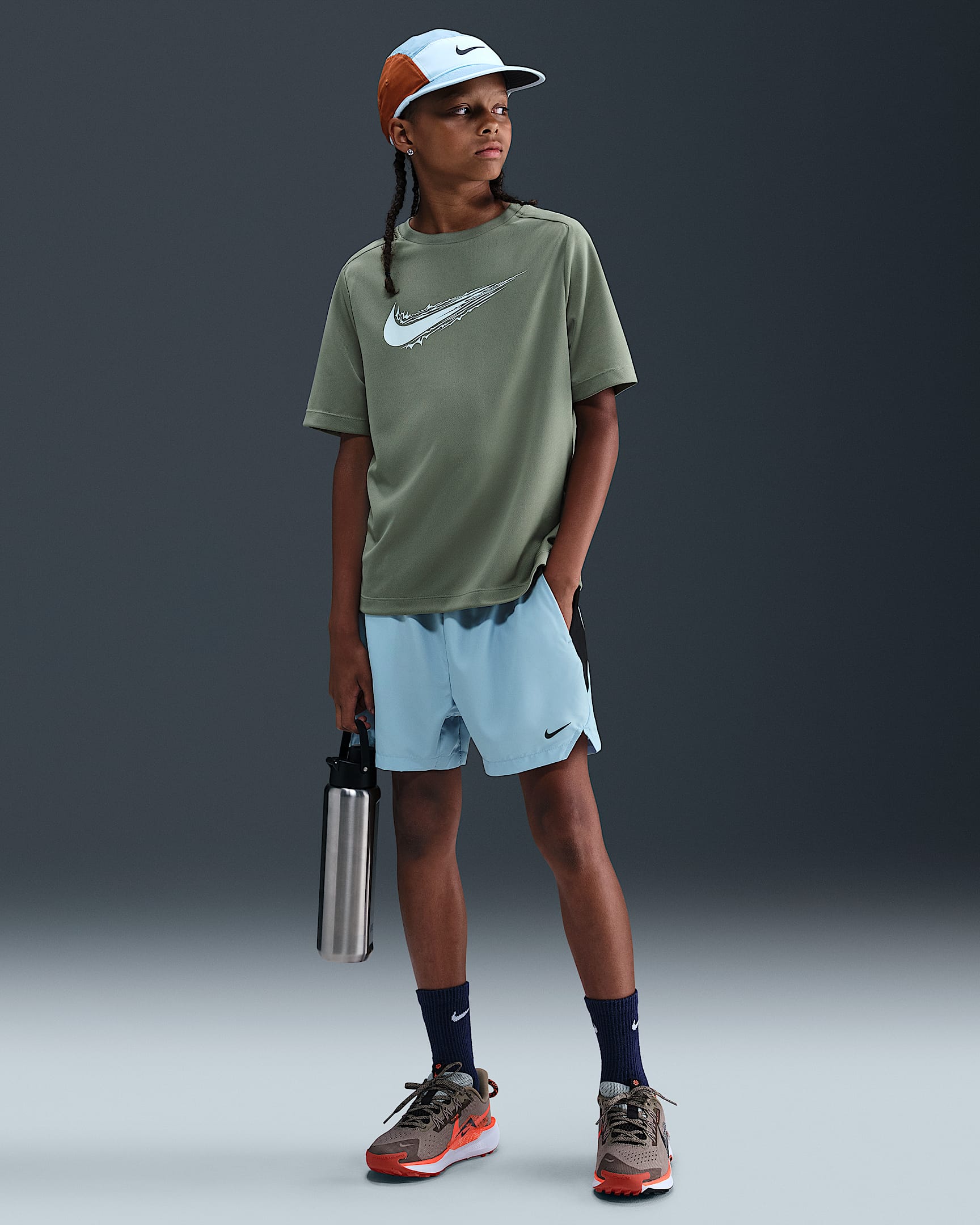 Vävda shorts Nike Multi Tech Dri-FIT för ungdom - Light Armory Blue/Svart