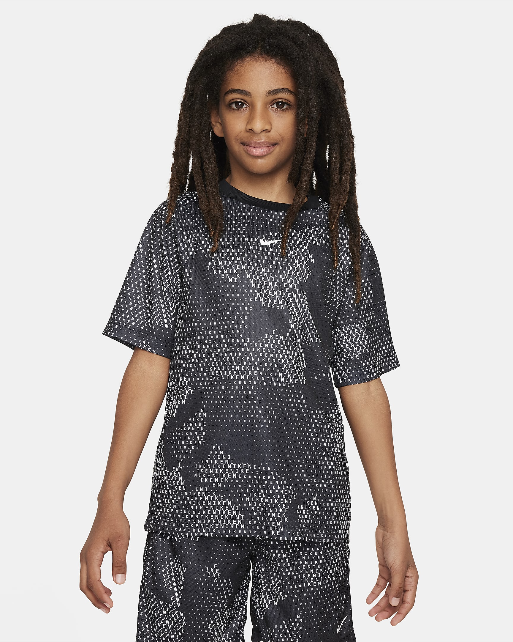 Nike Multi Older Kids' (Boys') Dri-FIT Short-Sleeve Top - Black/White