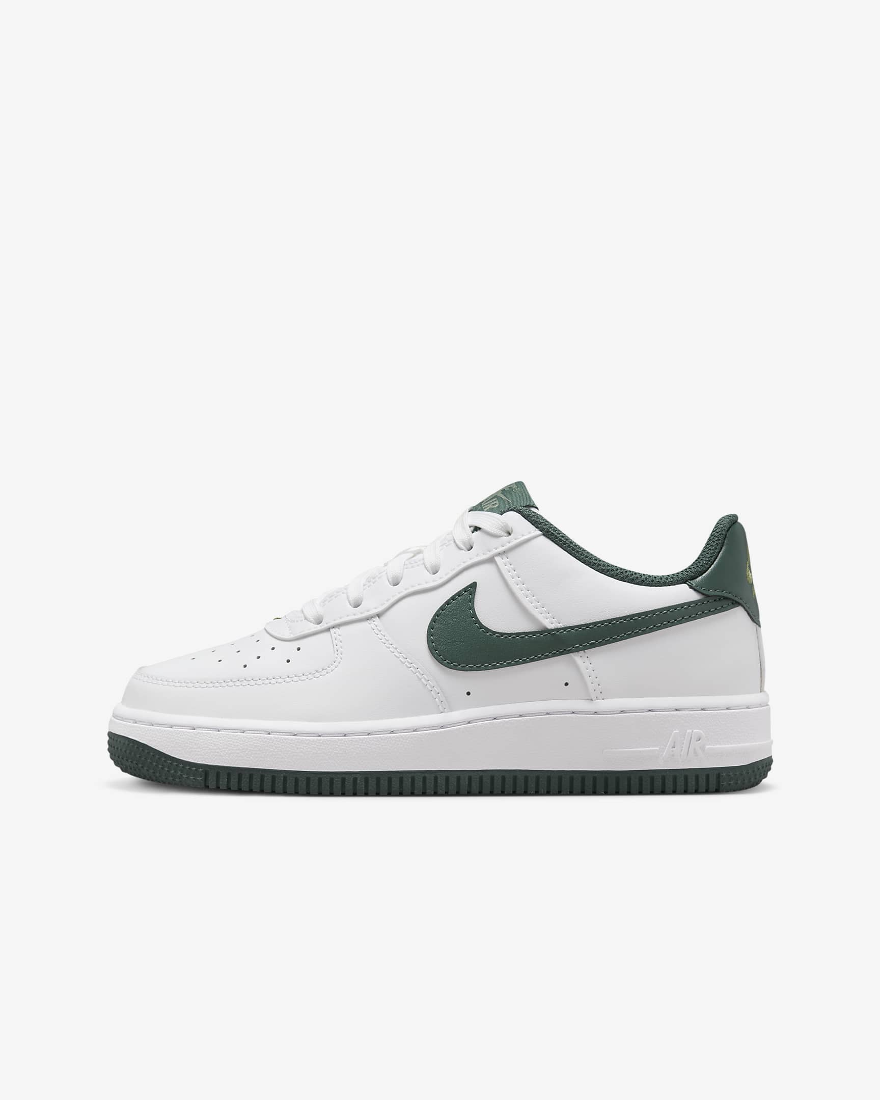 Tenis para niños grandes Nike Air Force 1 - Blanco/Verde aceite/Verde vintage