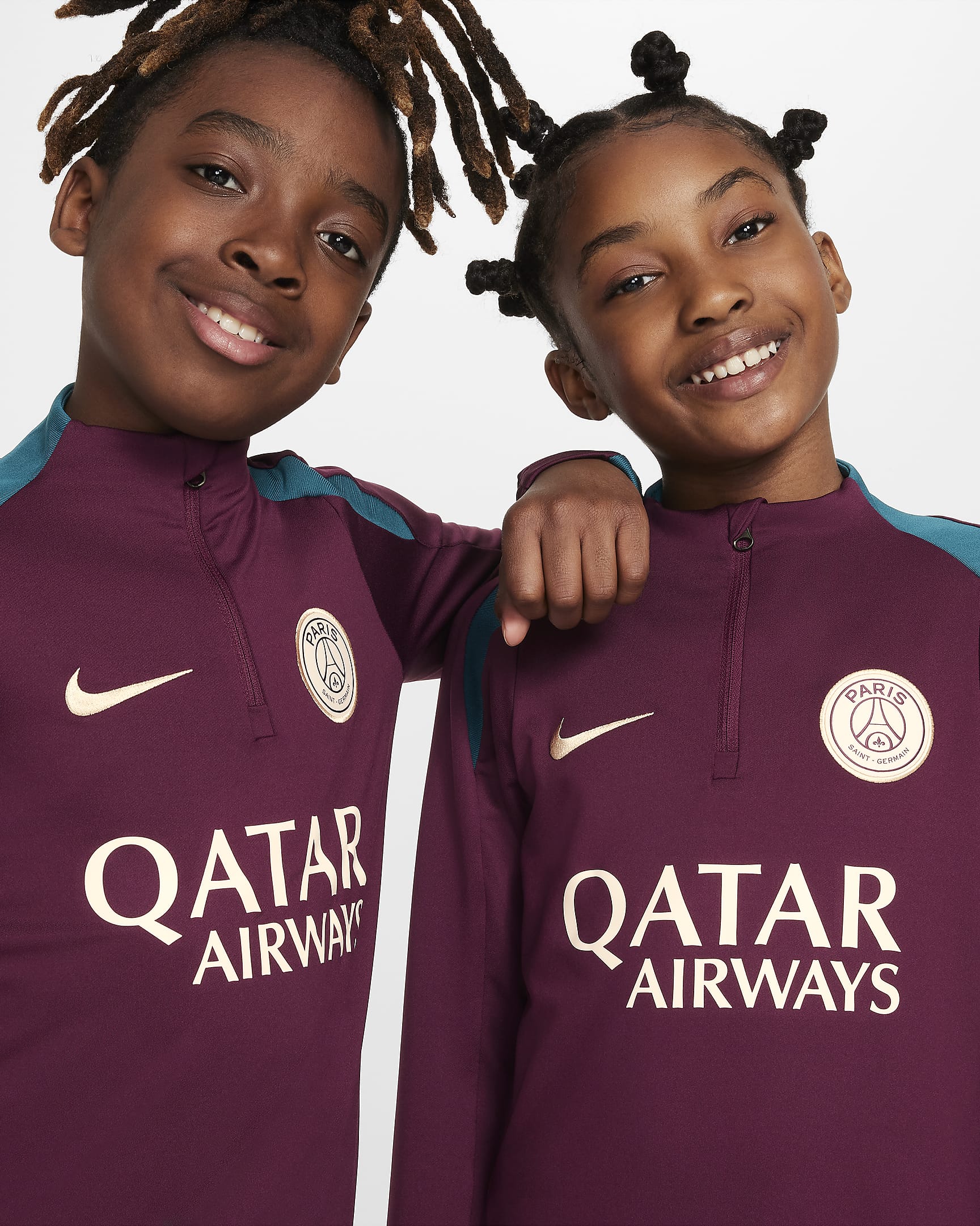 Paris Saint-Germain Strike Older Kids' Nike Dri-FIT Football Drill Top - Bordeaux/Bordeaux/Geode Teal/Guava Ice