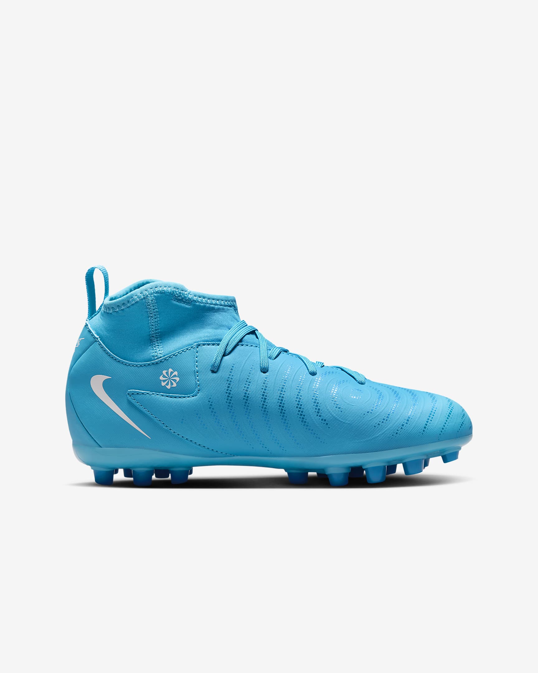 Nike Jr. Phantom Luna 2 Academy AG høy fotballsko til små/store barn - Blue Fury/Hvit