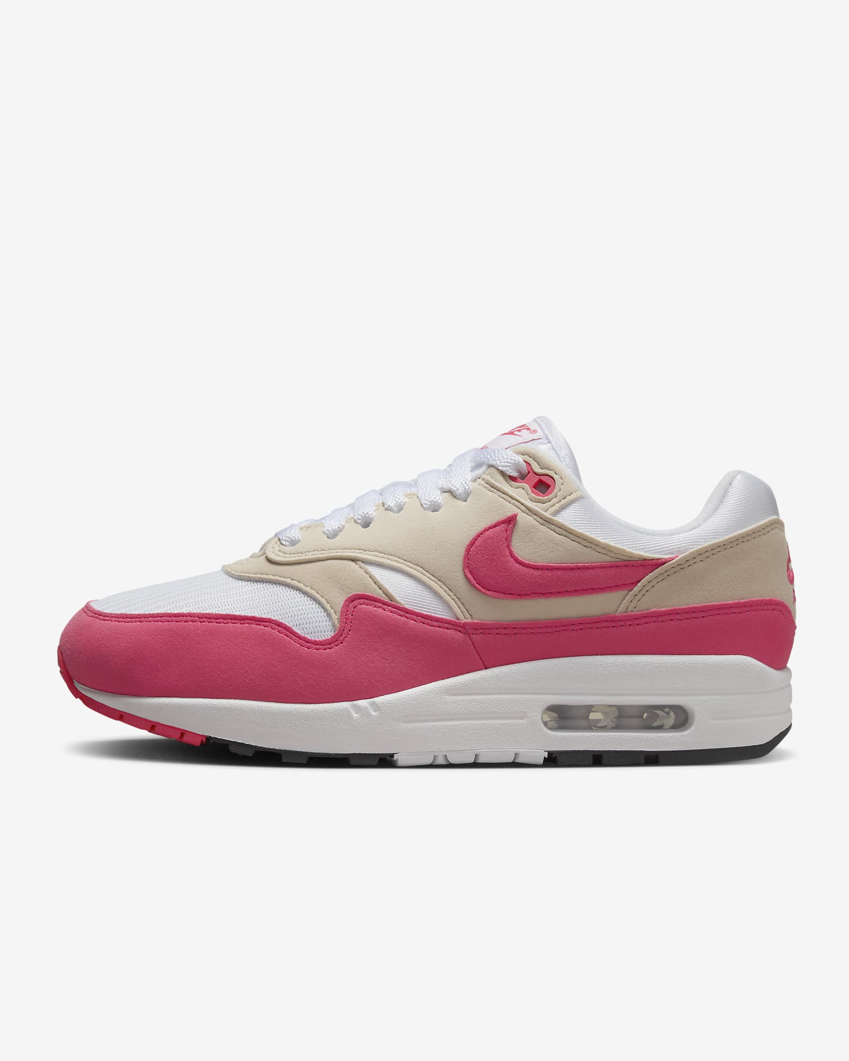 Sapatilhas Nike Air Max 1 para mulher - Branco/Castanho Orewood claro/Preto/Rosa Aster