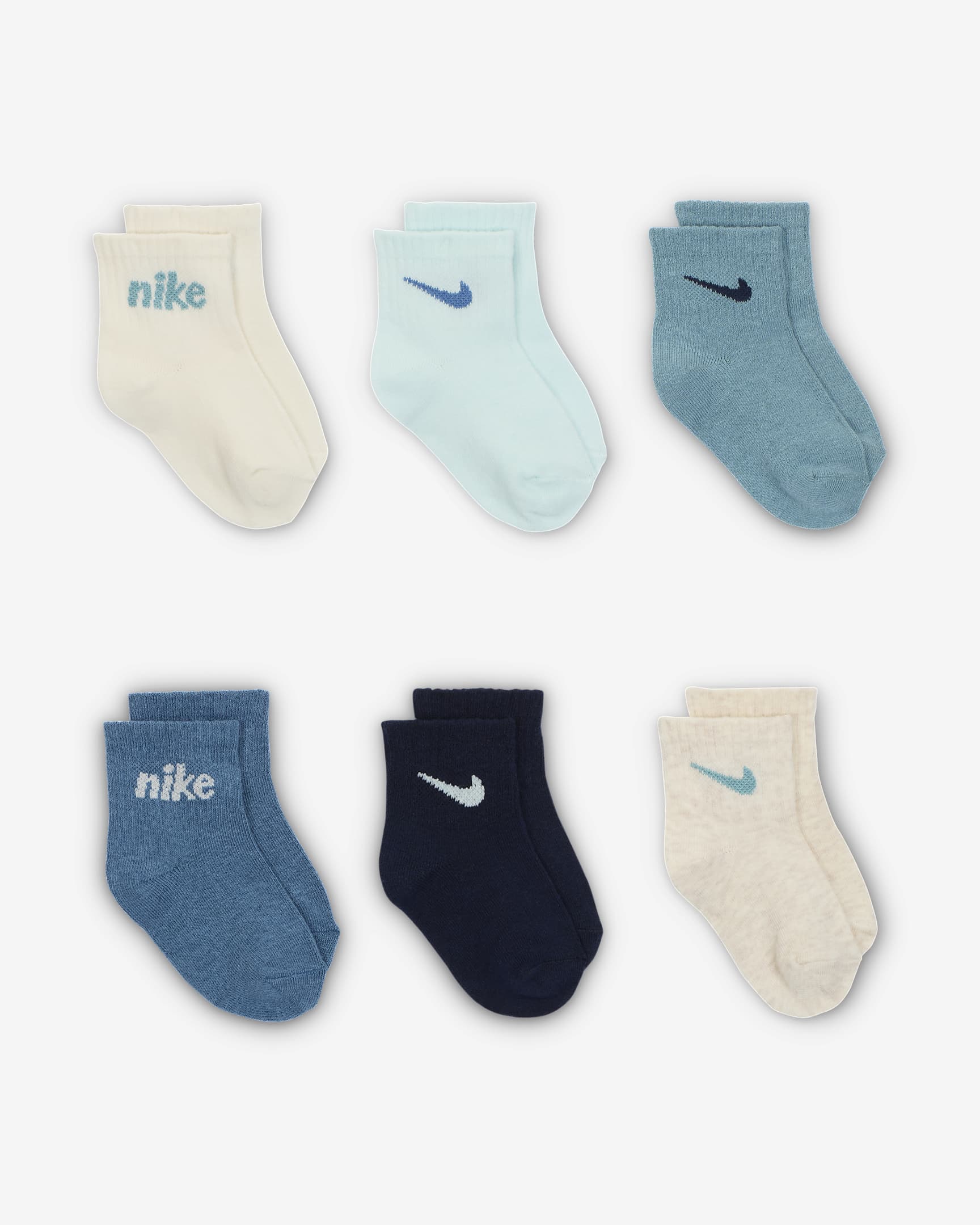 Nike Everyone From Day One Baby Socks Box Set (6-Pairs) - Glacier Blue