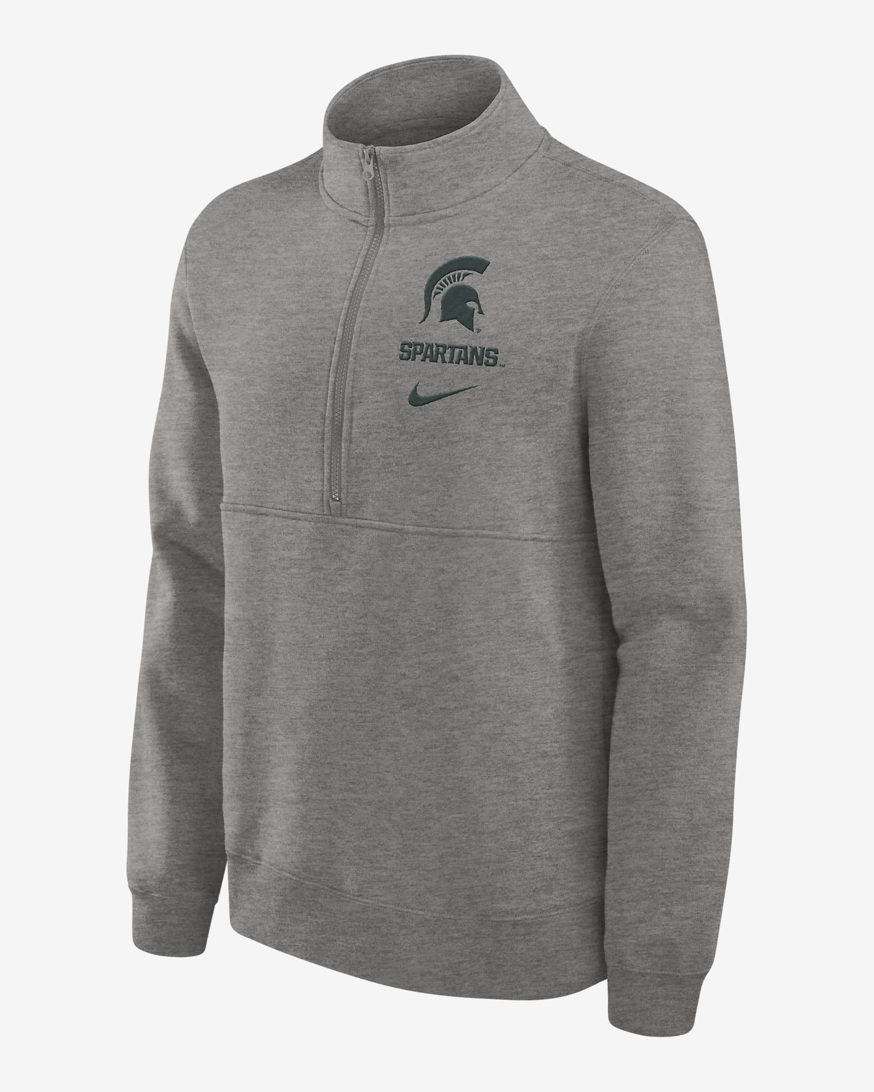 Michigan State Spartans Primetime Club Men's Nike College 1/2-Zip Crew - Grey Heather