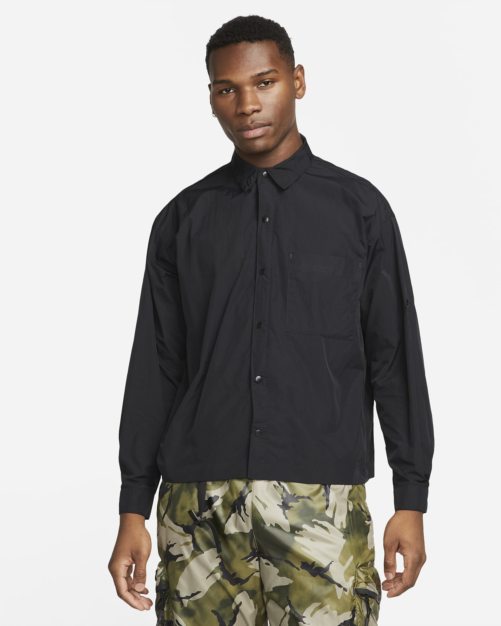 Nike Sportswear Tech Pack Men's Woven Long-sleeve Shirt - Black/Black/Black