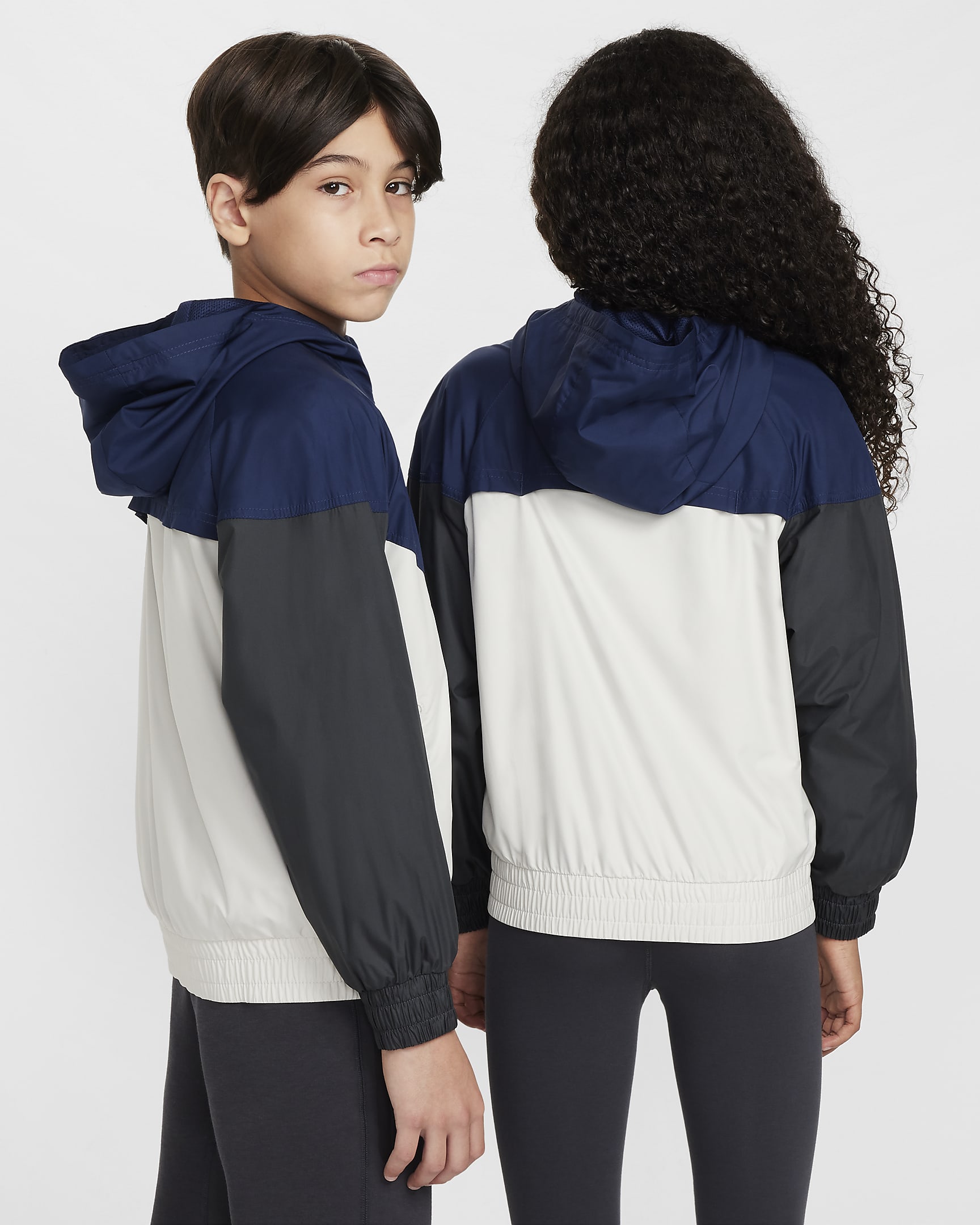 Nike Sportswear Windrunner Big Kids' Hooded Repel Jacket - Midnight Navy/Light Bone/Anthracite/White