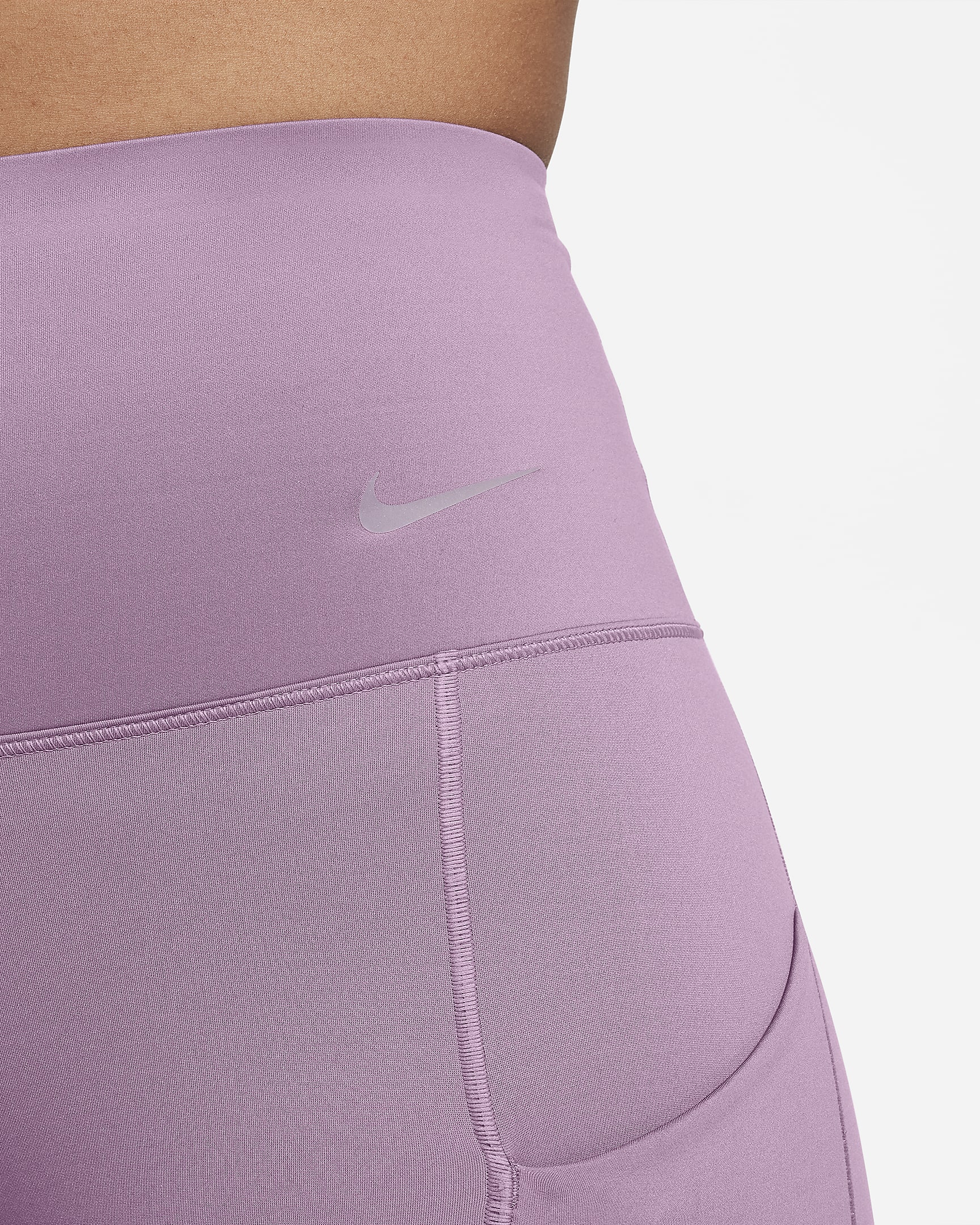 Leggings de tiro alto de 7/8 de sujeción firme con bolsillos para mujer Nike Go - Polvo violeta/Negro