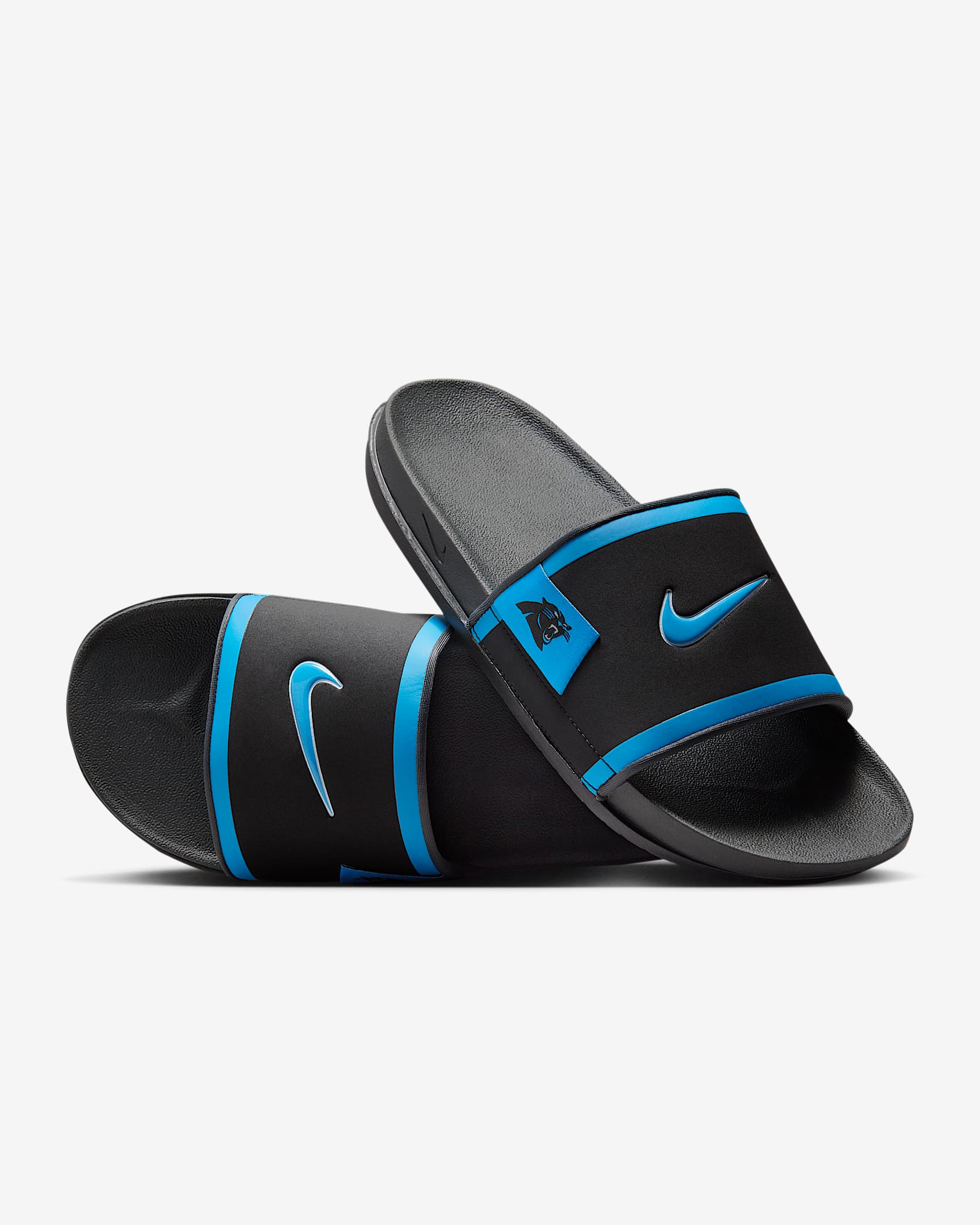 Nike Offcourt (Carolina Panthers) Offcourt Slides - Black/Dark Smoke Grey/Neptune Blue