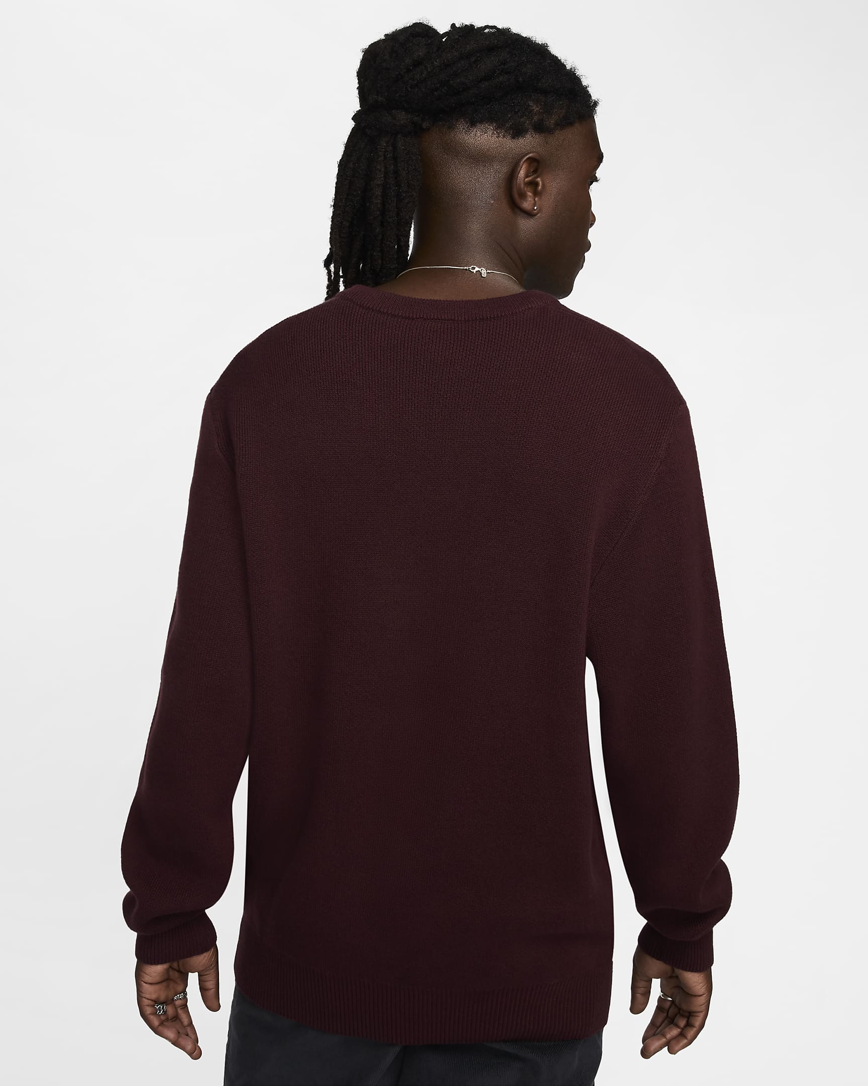 Nike Club Men's Crew-Neck Jumper - Burgundy Crush/White