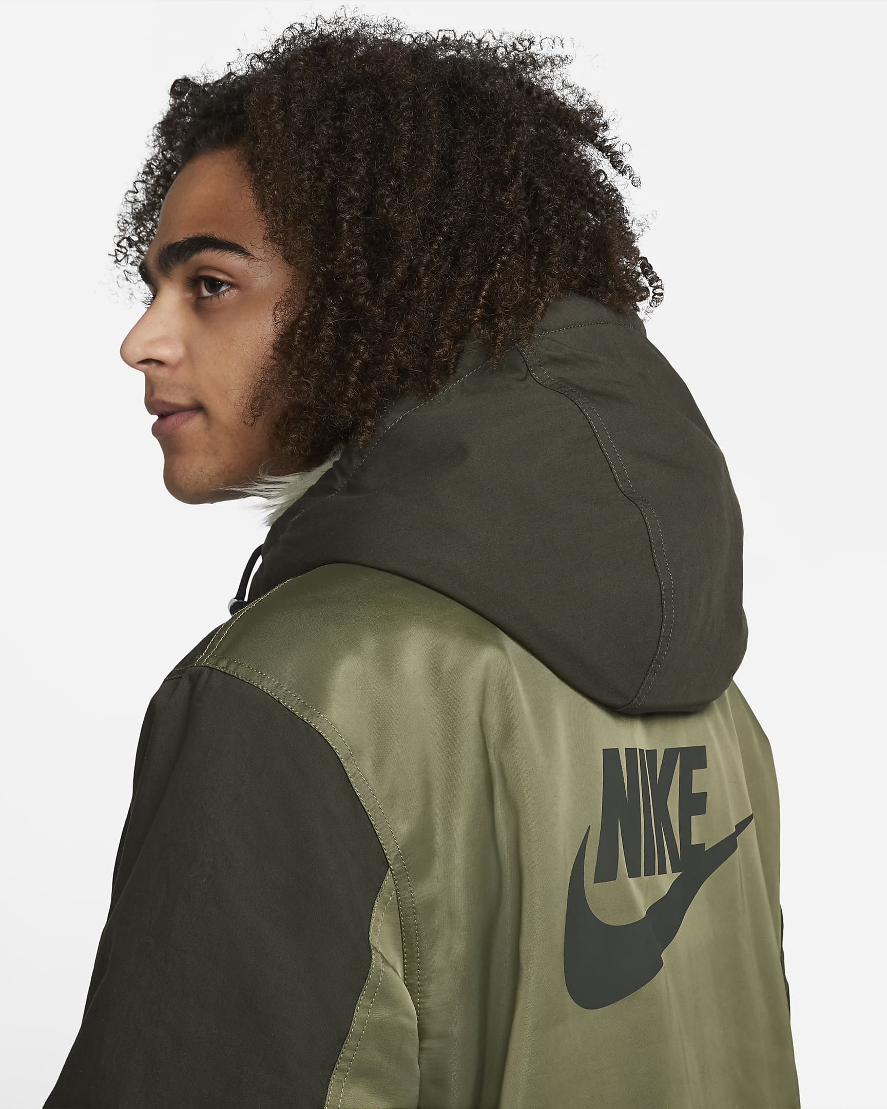 Parka White Space para hombre Nike Sportswear Therma-FIT - Secuoya/Oliva medio/Piedra claro/Secuoya