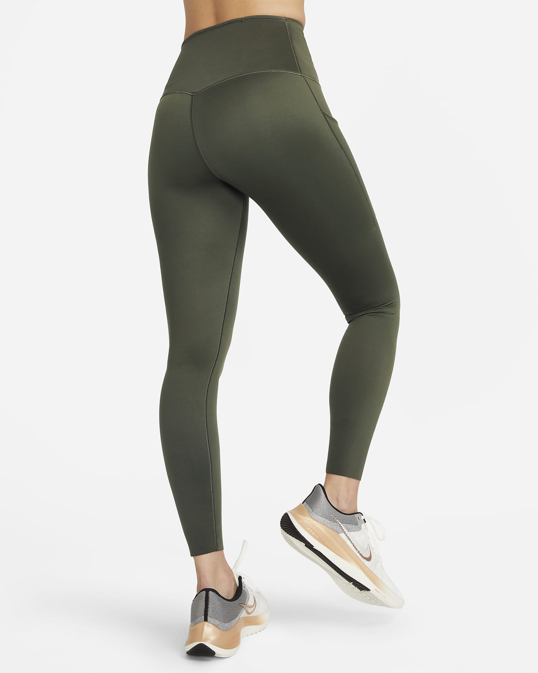 Nike Go Women's Firm-Support High-Waisted Leggings with Pockets - Cargo Khaki/Black