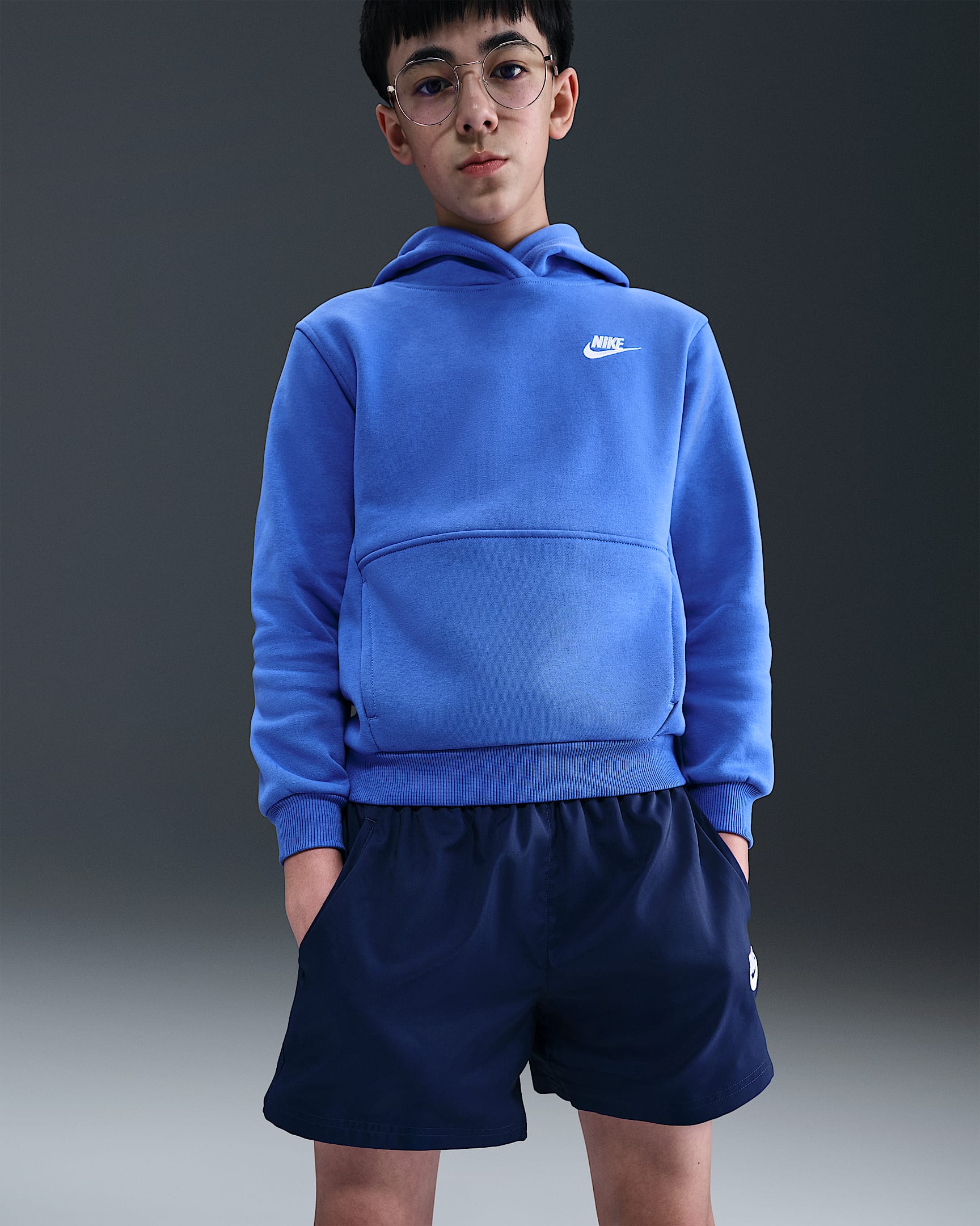 Sweat à capuche Nike Sportswear Club Fleece pour ado - Comet Blue/Blanc