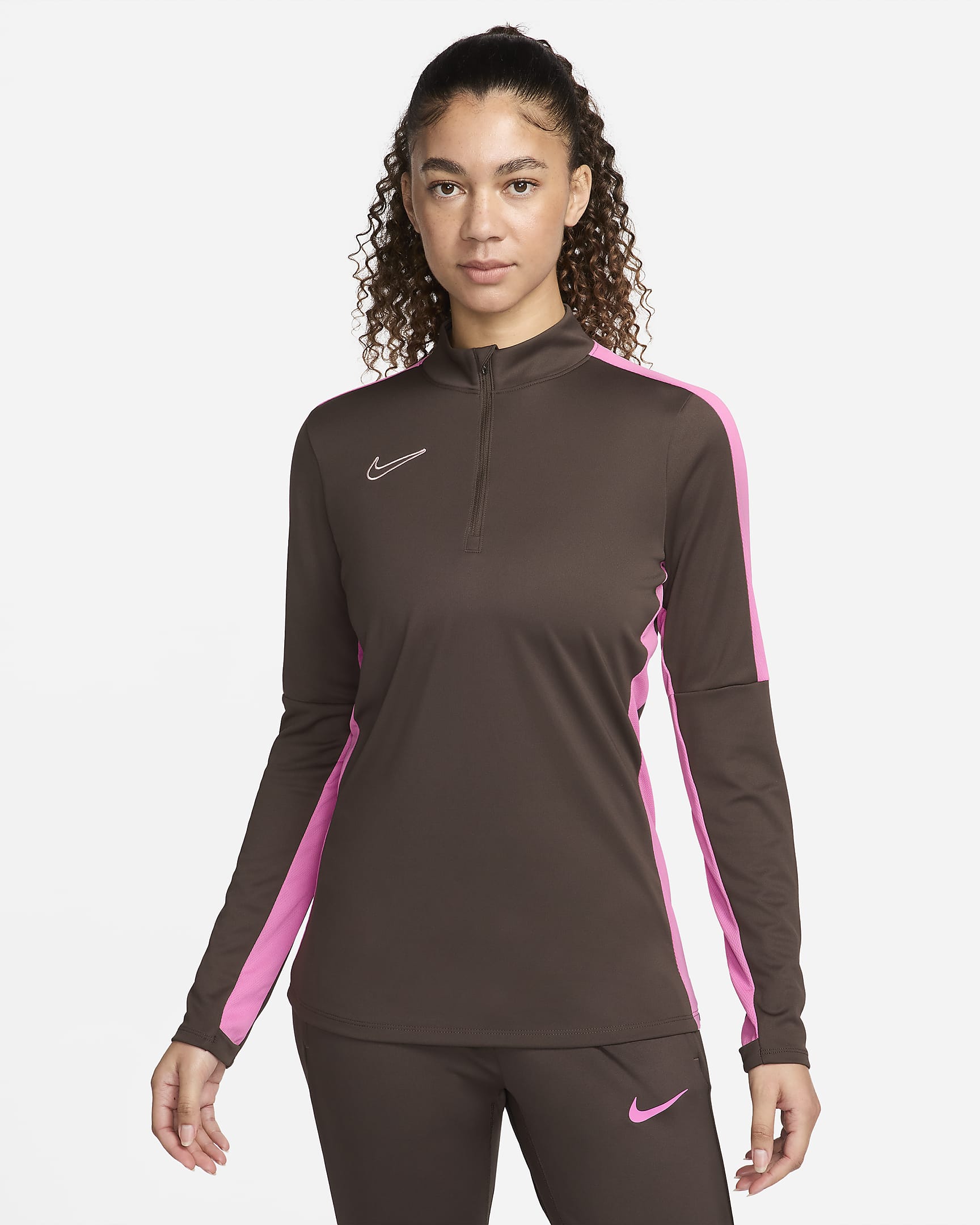 Nike Dri-FIT Academy Women's Soccer Drill Top - Baroque Brown/Playful Pink/Playful Pink