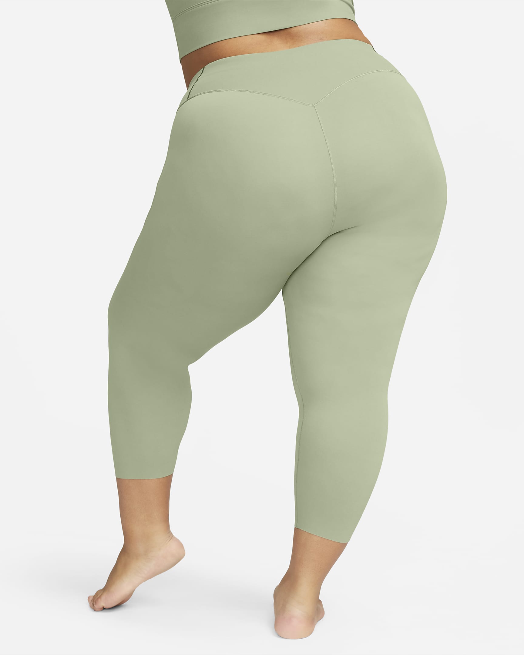 Nike Zenvy Women's Gentle-Support High-Waisted Cropped Leggings (Plus Size) - Oil Green/Black