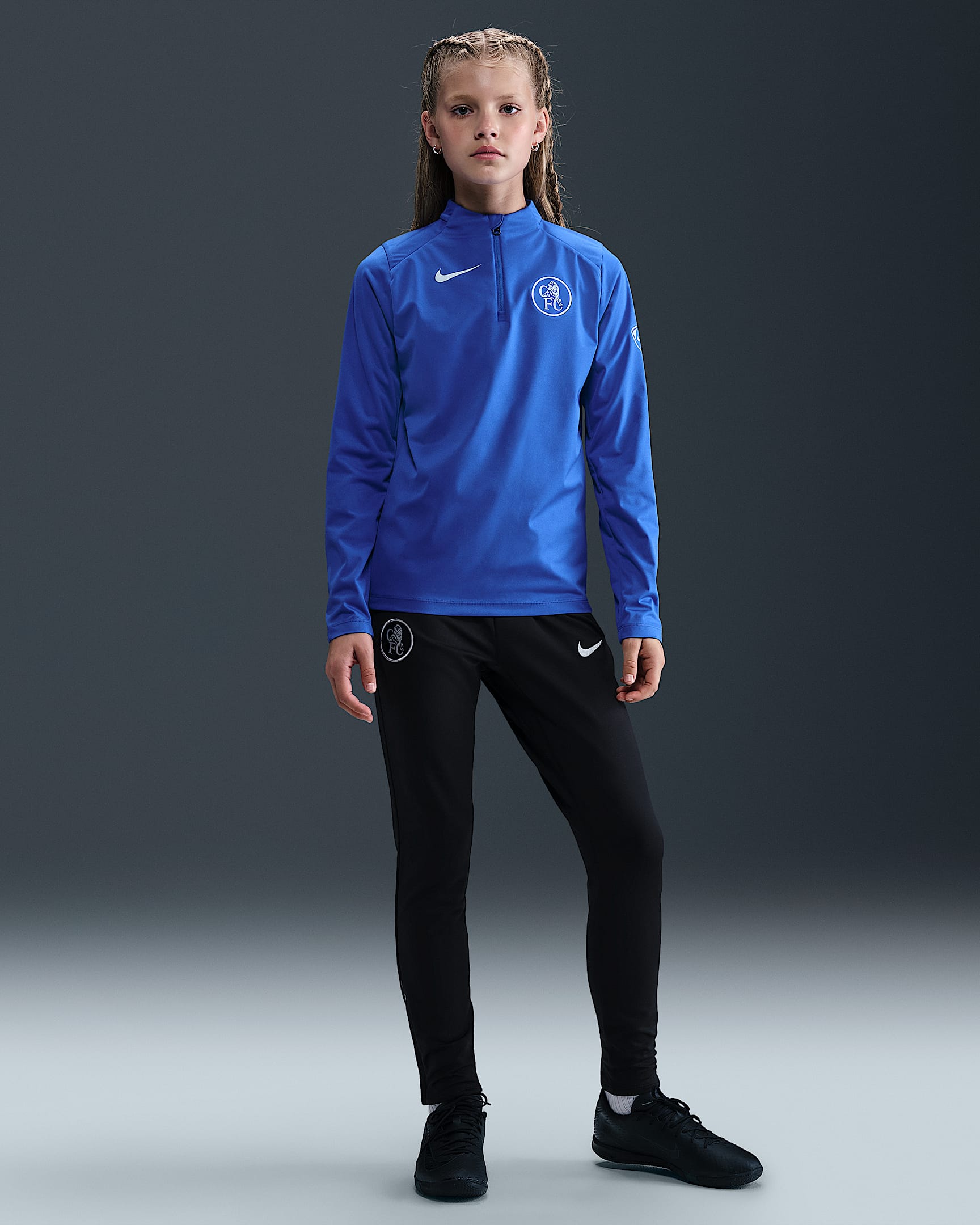 3e pantalon de foot en maille Nike Dri-FIT Total 90 Chelsea FC Strike pour ado - Noir/Field Silver/Field Silver