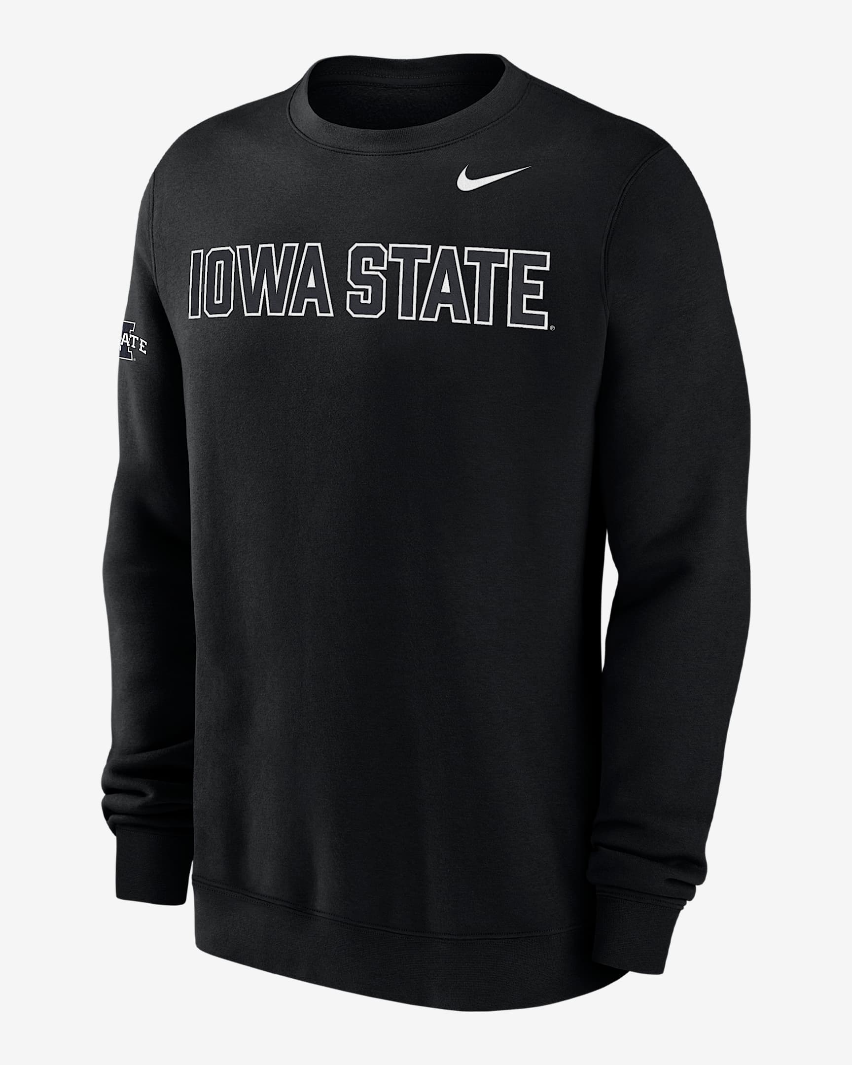 Iowa State Club Fleece Men's Nike College Crew-Neck Sweatshirt - Black