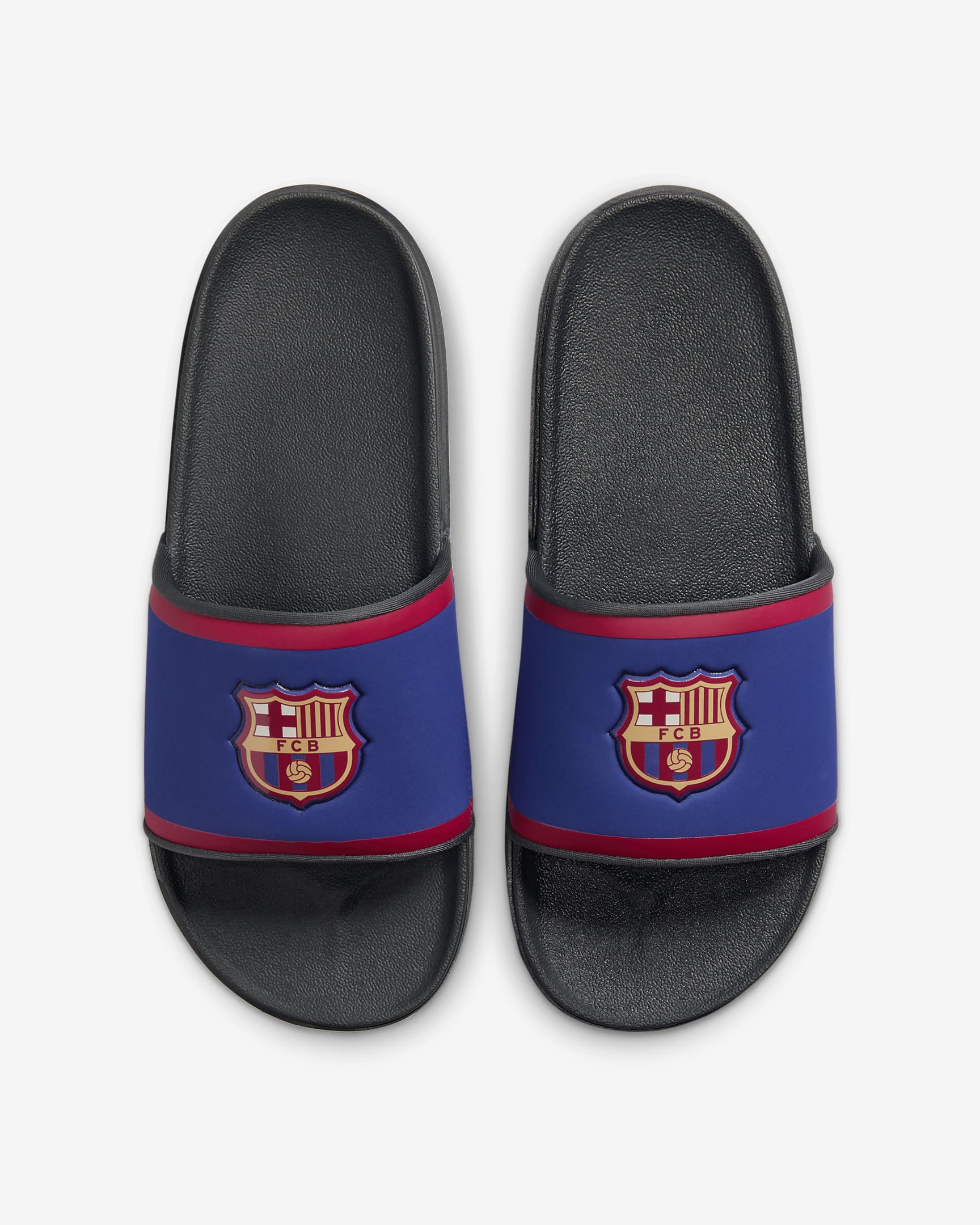 Nike Offcourt (FC Barcelona) Soccer Slides - Deep Royal Blue/Dark Smoke Grey/Noble Red/Club Gold