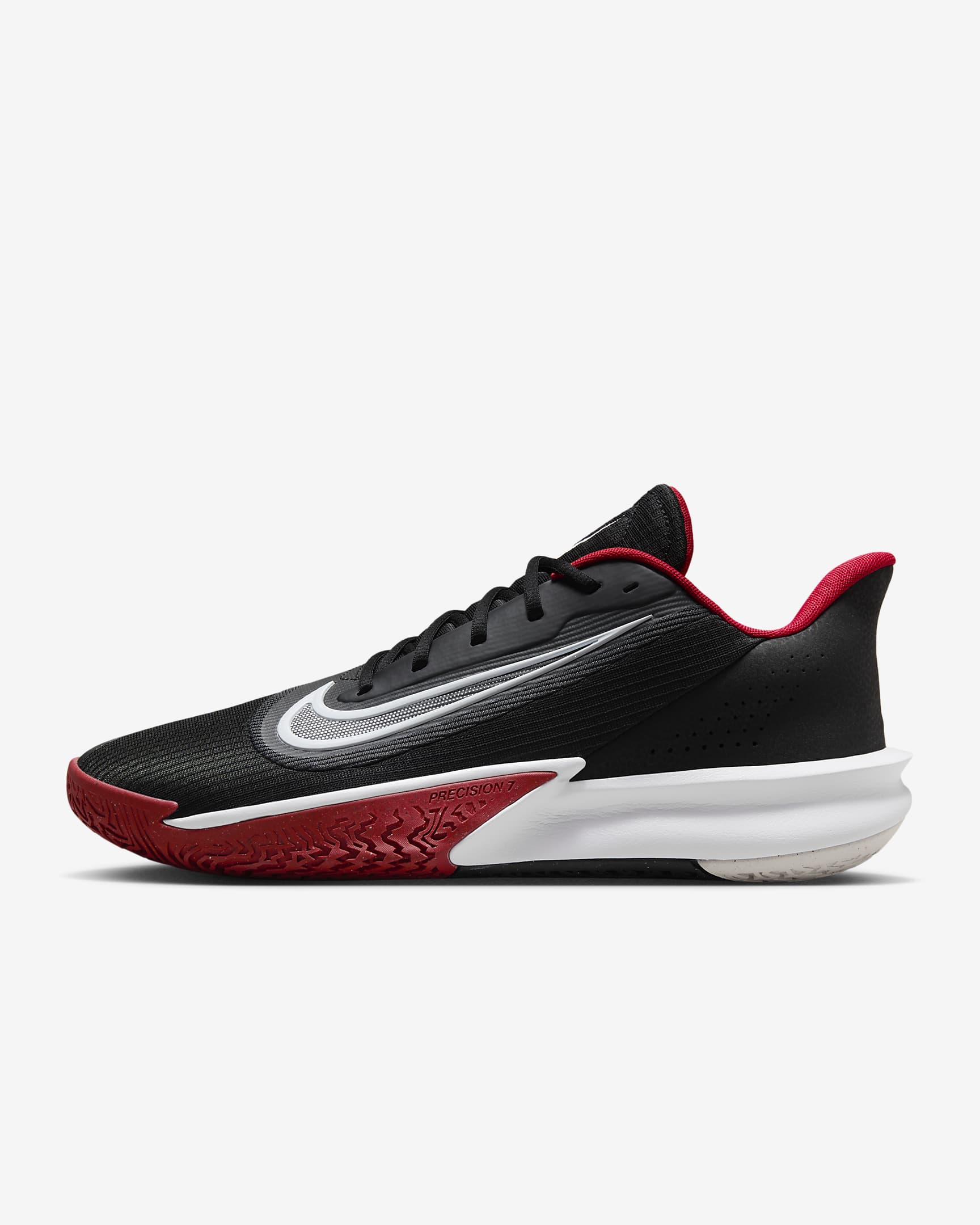 Chaussure de basket Nike Precision 7 pour homme - Noir/University Red/Blanc