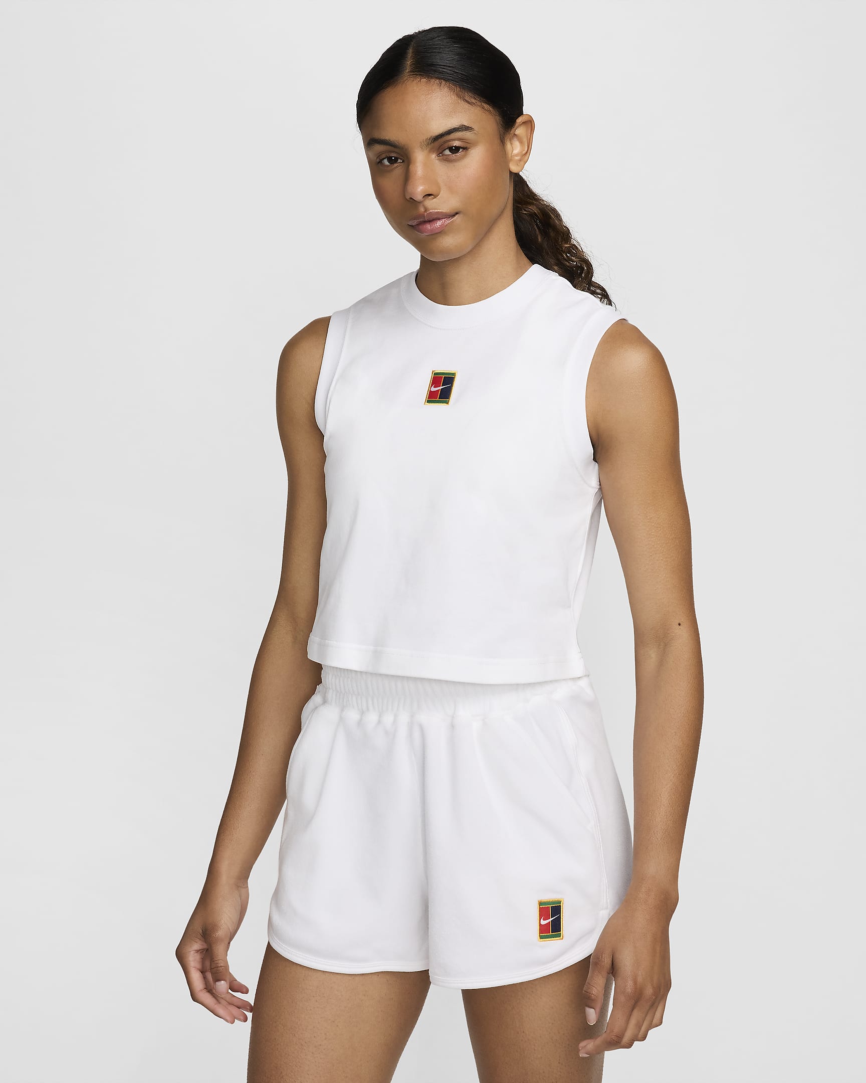 Canotta corta da tennis NikeCourt Heritage – Donna - Bianco