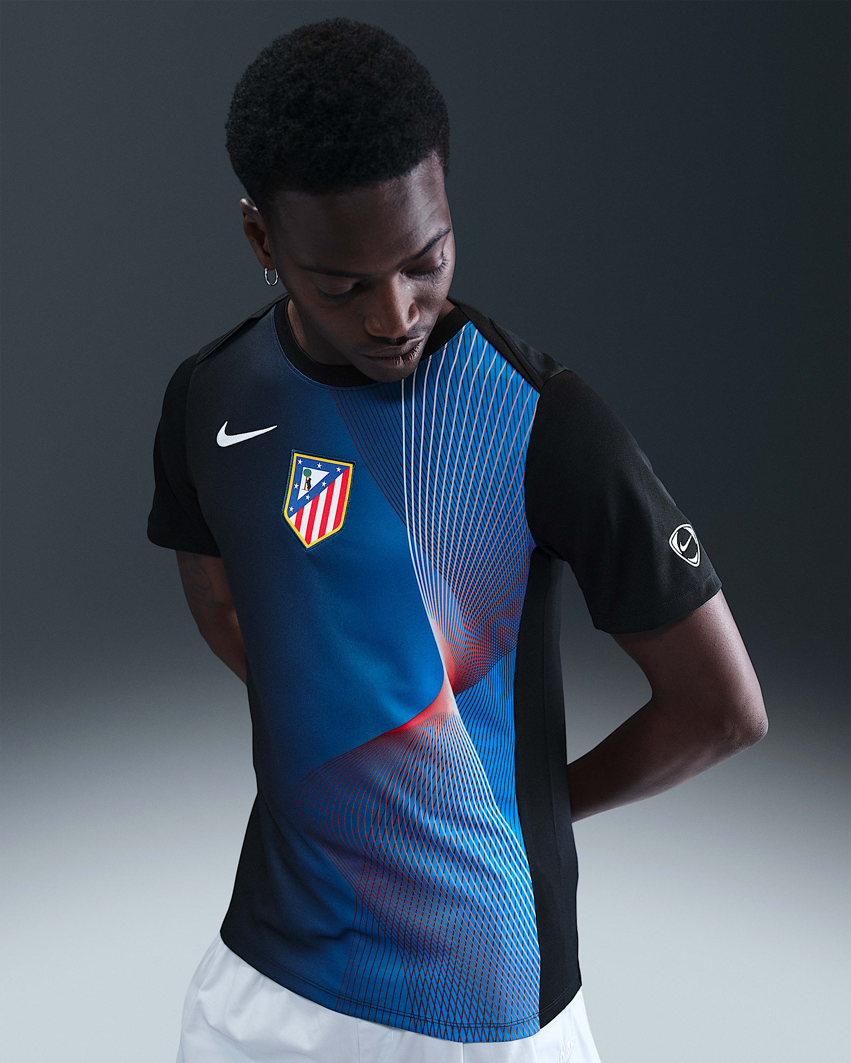 Atlético Madrid Academy Pro Third Men's Nike Dri-FIT Total 90 Football Pre-Match Top - Black/White/White