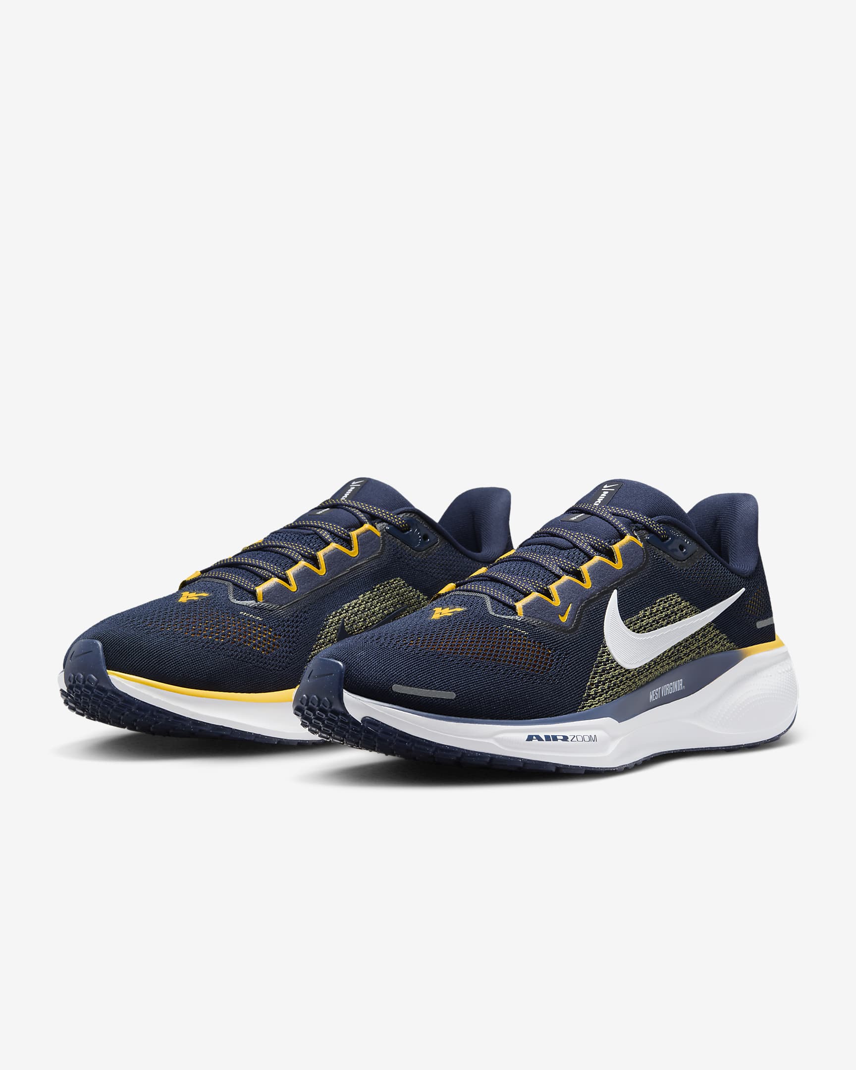 West Virginia Pegasus 41 Men's Nike College Road Running Shoes - College Navy/White/University Gold/White