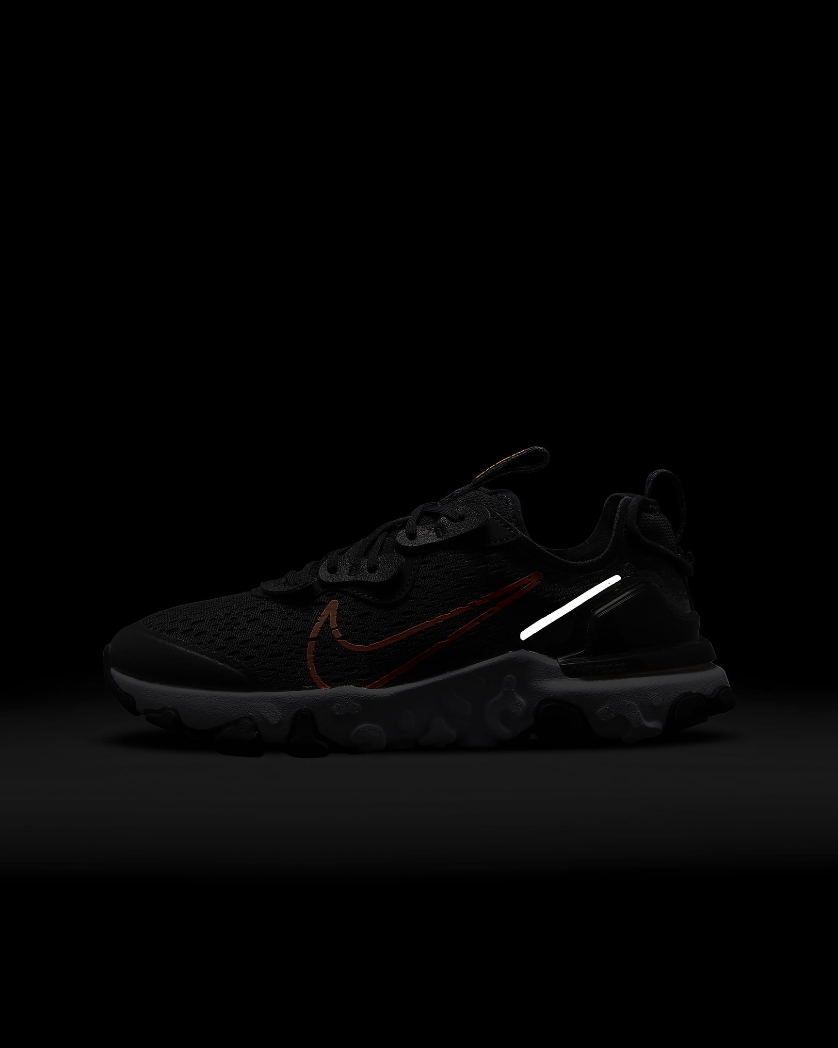 Nike React Vision Schuhe für ältere Kinder - Schwarz/Reflect Silver/Weiß/Total Orange