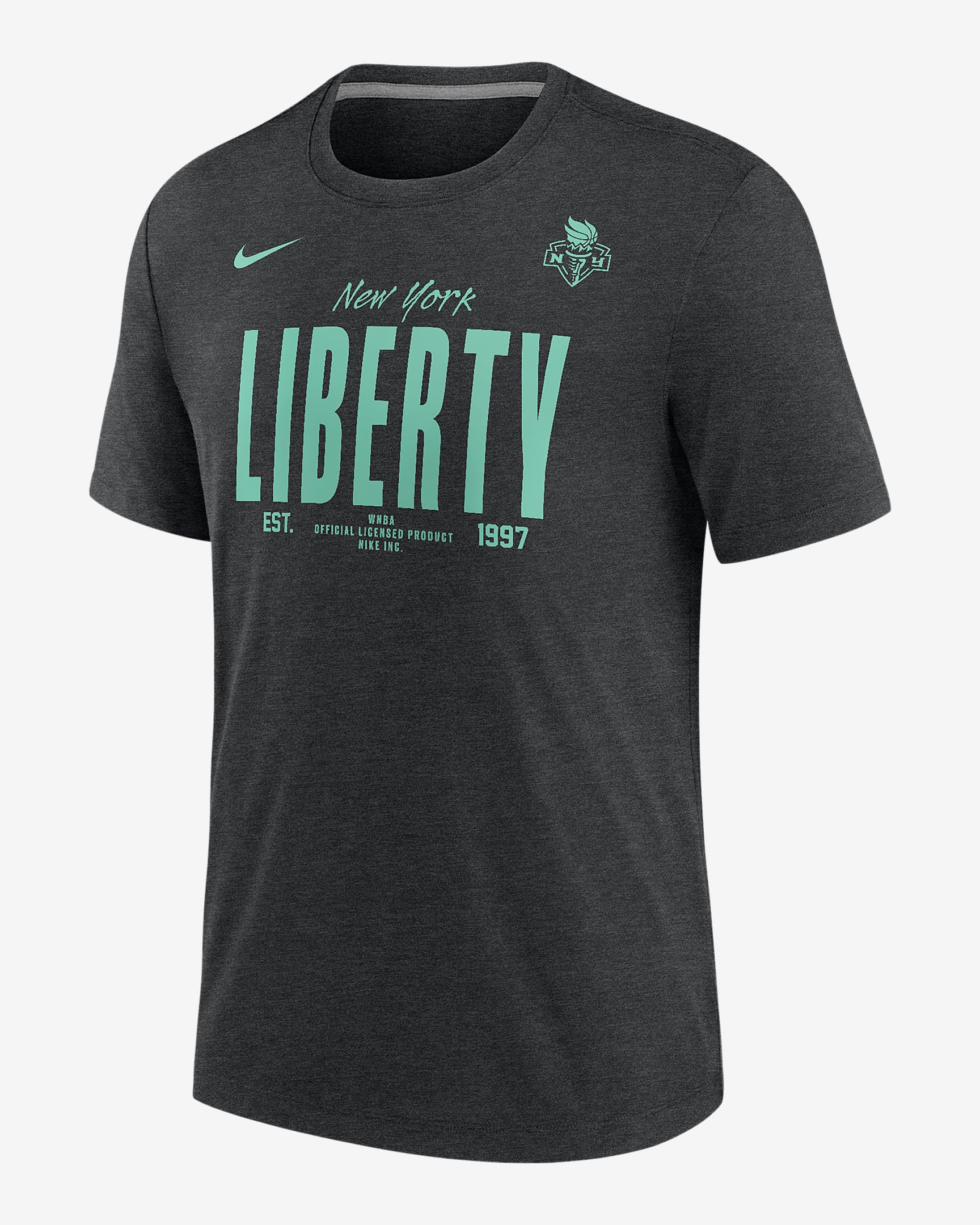 Playera Nike de la WNBA para hombre New York Liberty - Negro jaspeado