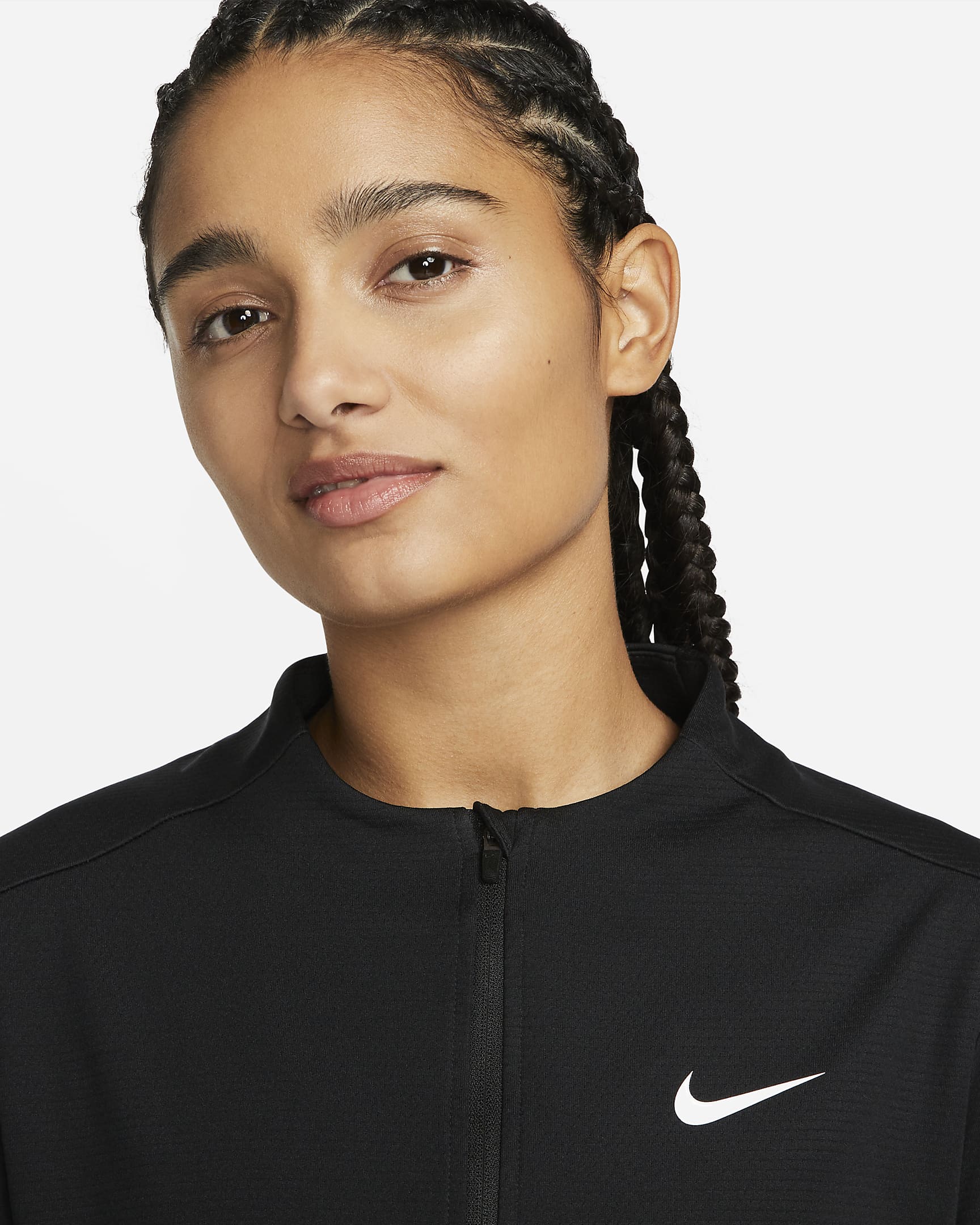 Nike Dri-FIT UV Advantage Damen-Oberteil mit Halbreißverschluss - Schwarz/Weiß