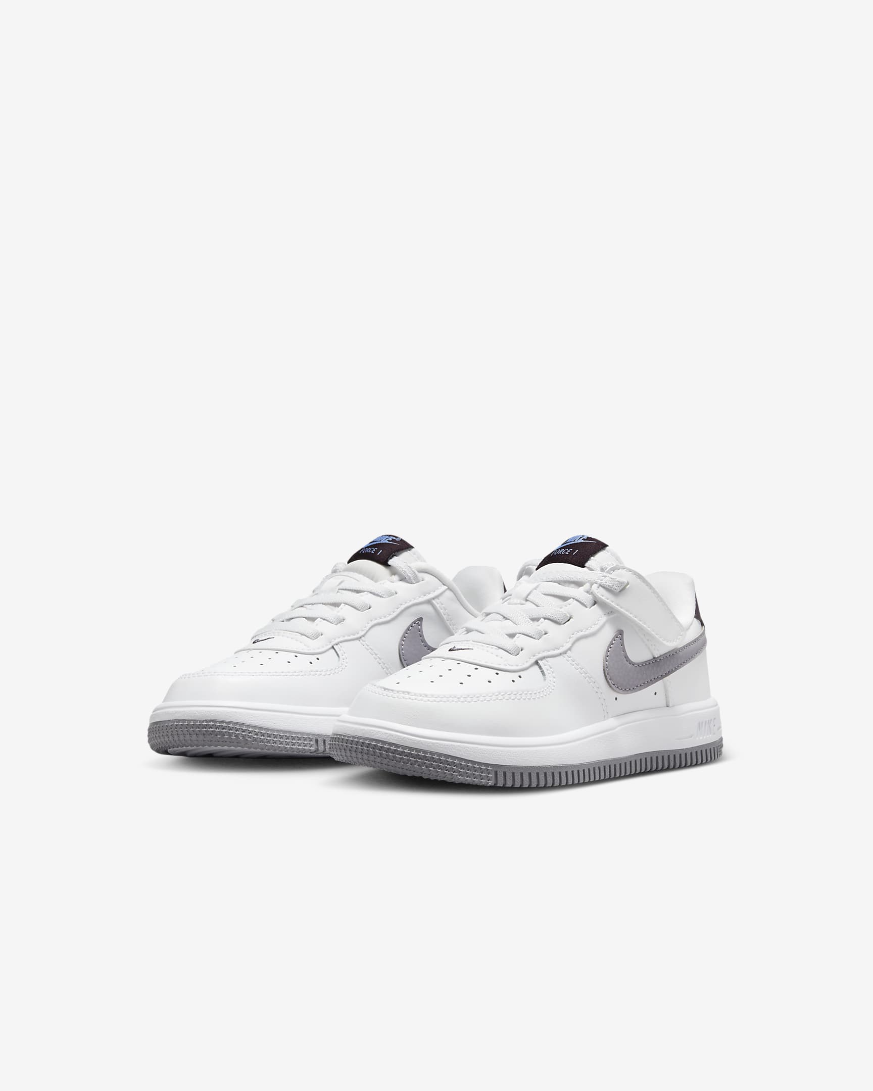 Nike Force 1 Low EasyOn Younger Kids' Shoes - White/Burgundy Ash/Royal Pulse/Cement Grey