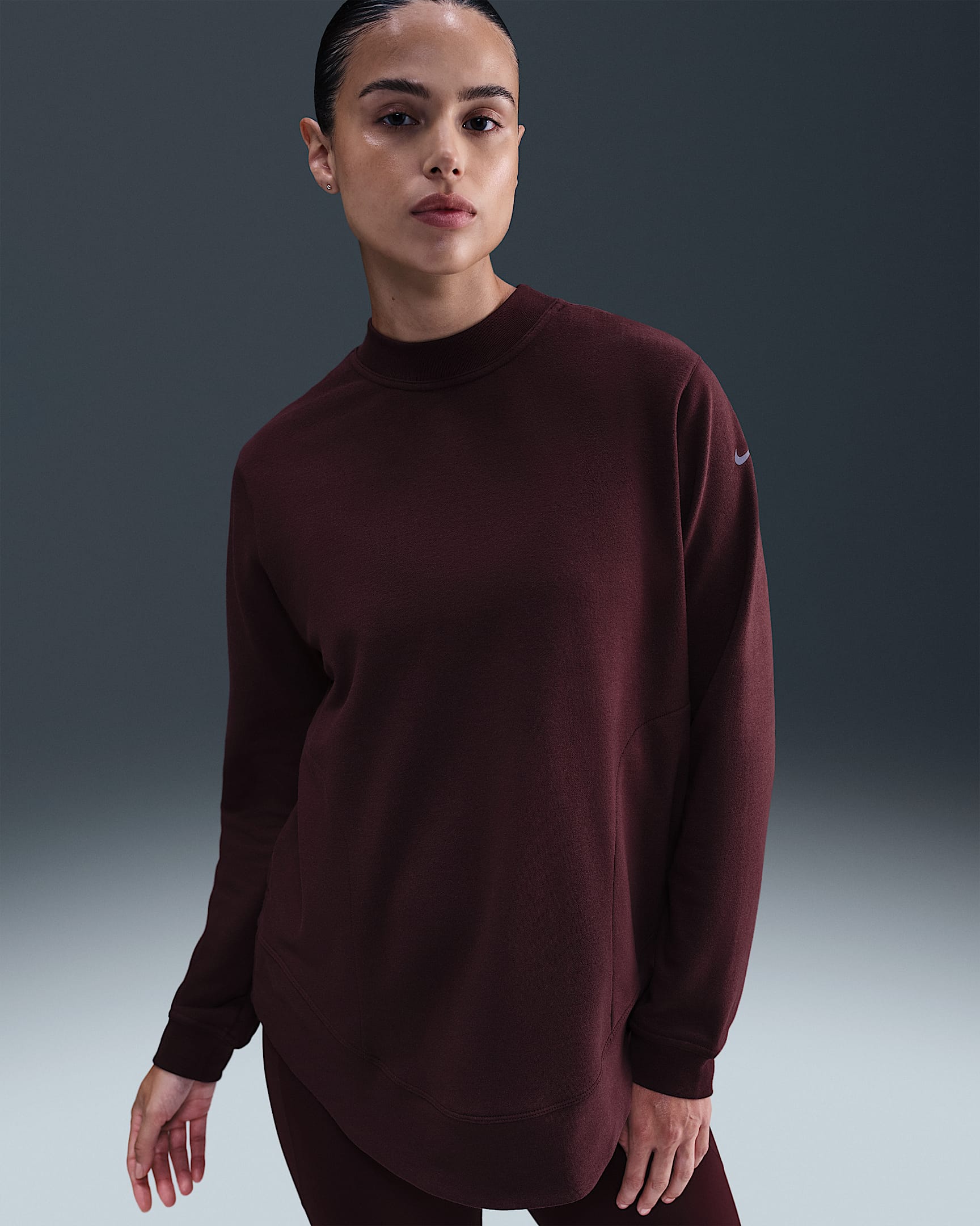 Nike (M) One Women's Reversible French Terry Pullover Top (Maternity) - Burgundy Crush