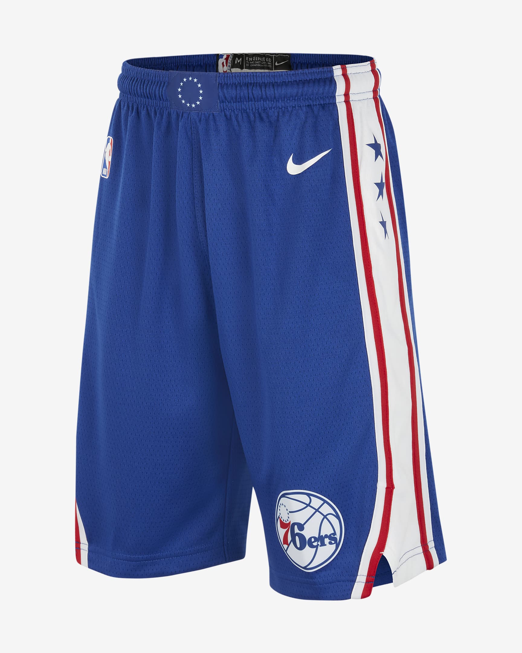 Shorts Nike Dri-FIT de la NBA Swingman para niños talla grande Philadelphia 76ers Icon Edition - Azul enérgico