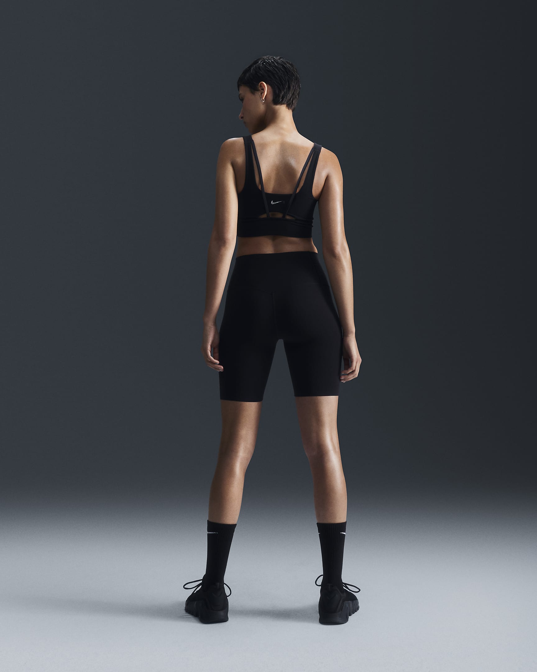 Nike Zenvy Women's Medium-Support Padded Longline Sports Bra - Black/Sail