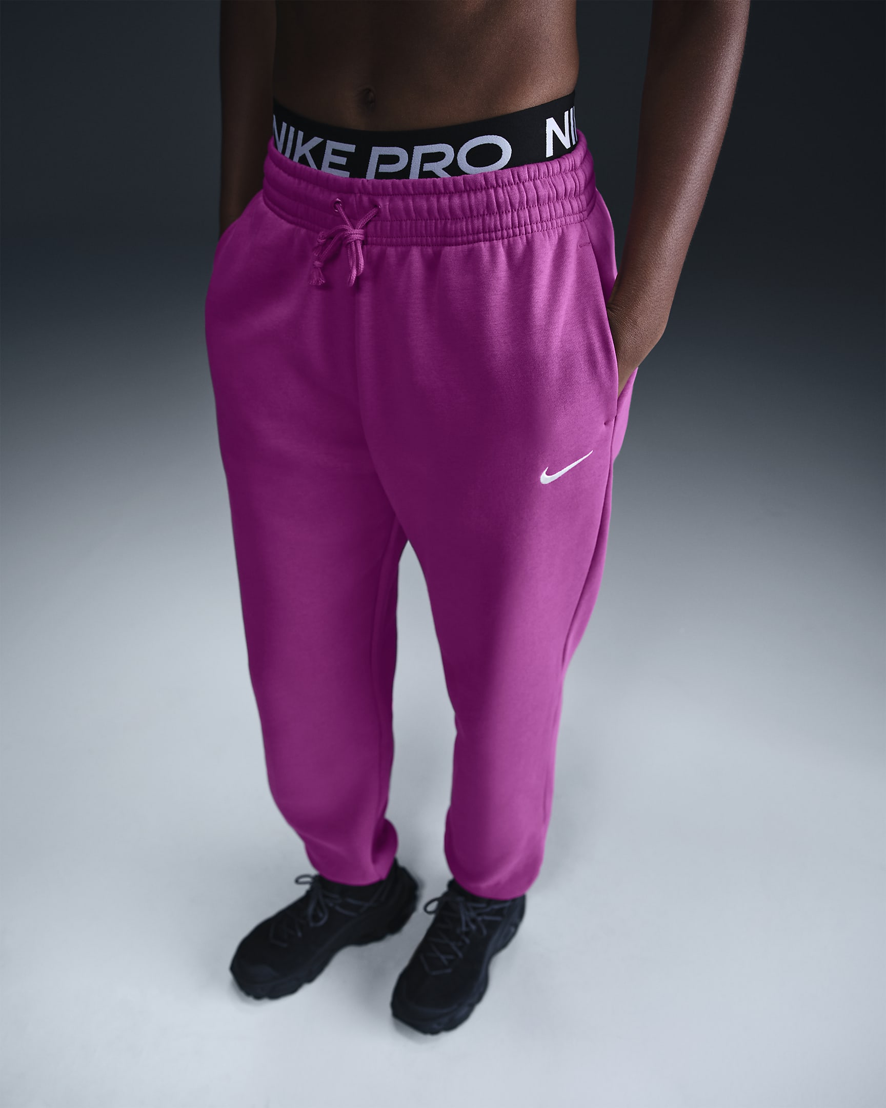 Nike Sportswear Phoenix Fleece Women's High-Waisted Oversized Tracksuit Bottoms - Hot Fuchsia/Sail