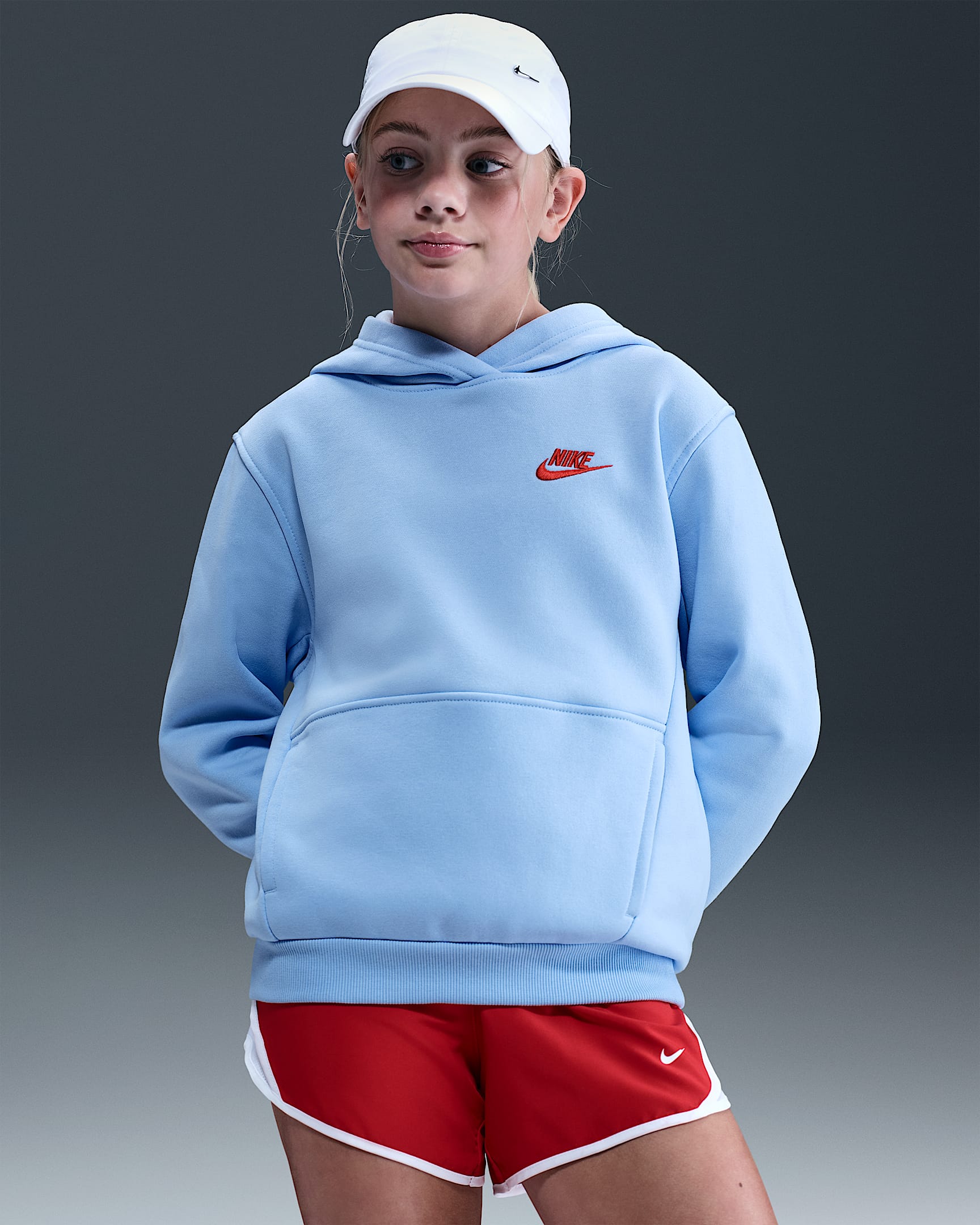 Sweat à capuche Nike Sportswear Club Fleece pour ado - Royal Tint/Light Crimson